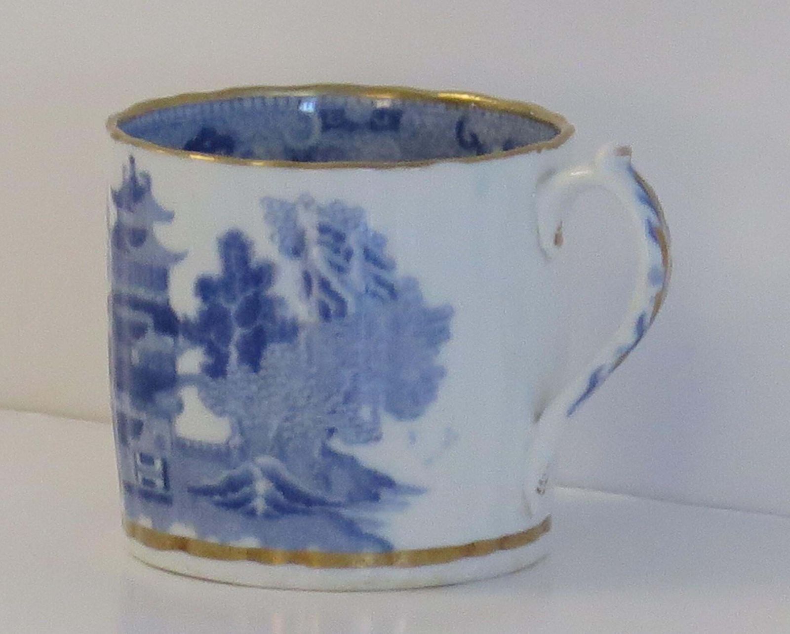Miles Mason Porcelain Coffee Can Blue & White Broseley Gilded Ptn 50, Circa 1808 photo furniture