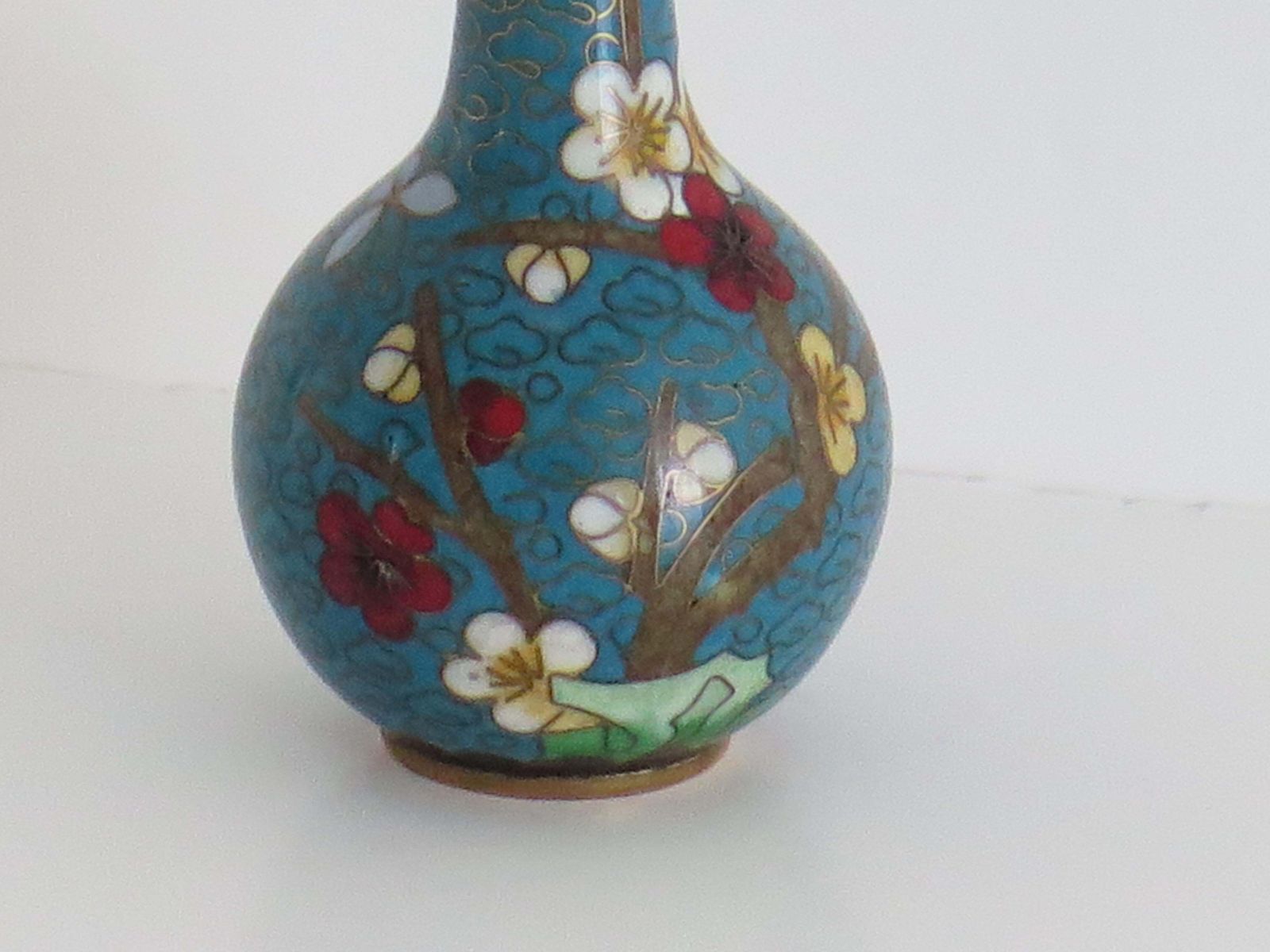 Chinese Cloisonné Small Vase With Flowers & Bird, Circa 1920 photo buy