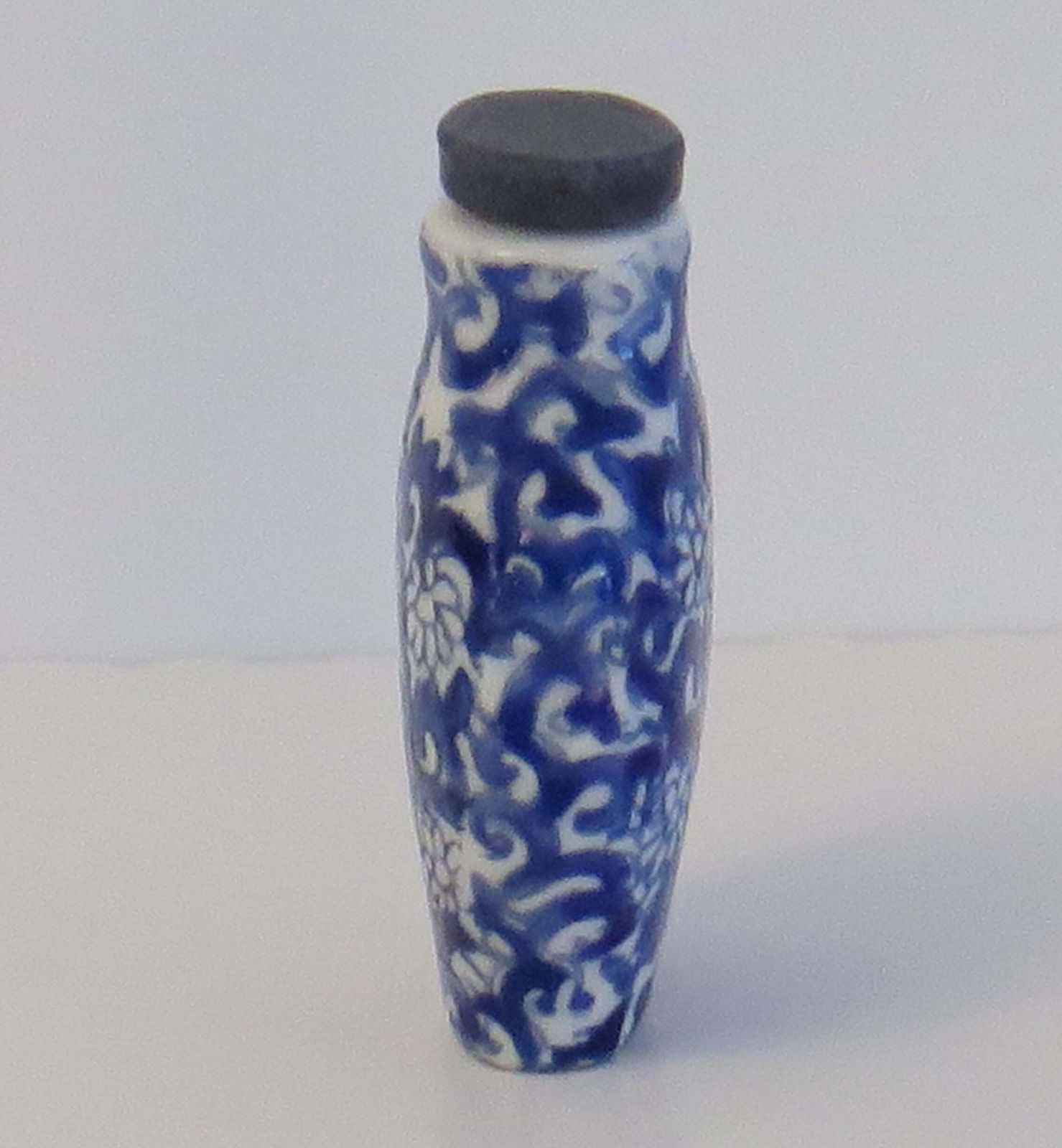Chinese Porcelain Snuff Bottle Blue & White Hand Painted, Circa 1940 photo buy