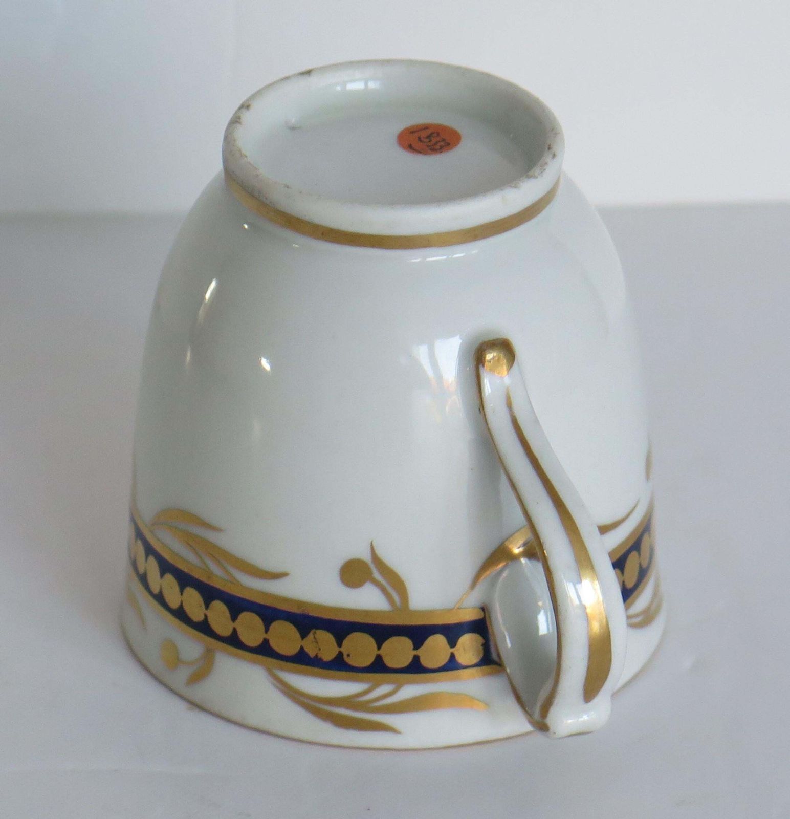 Georgian Coffee Cup Porcelain Blue And Gilt Pattern, Staffordshire Circa 1808 photo vintage