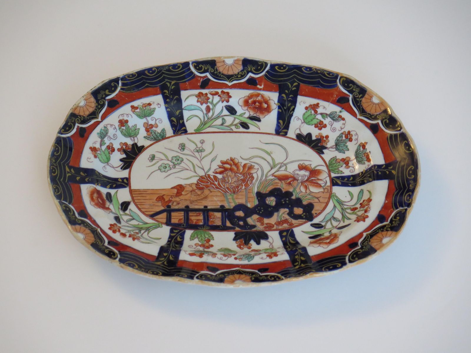 Masons Ironstone Platter In Rare Muscove Duck & Fence Pattern 2850, Circa 1840 photo Home Decor