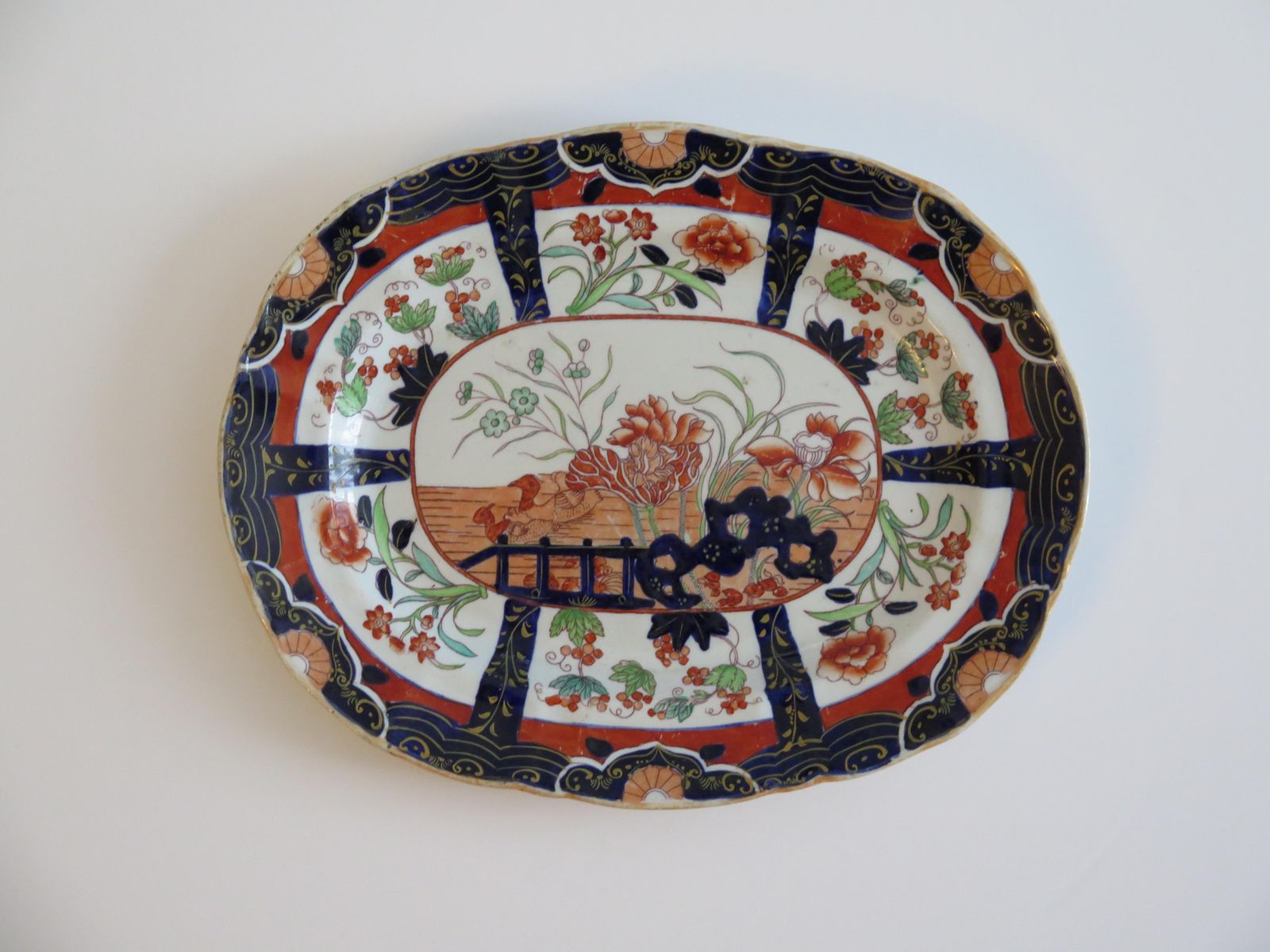Masons Ironstone Platter In Rare Muscove Duck & Fence Pattern 2850, Circa 1840 photo vinterior