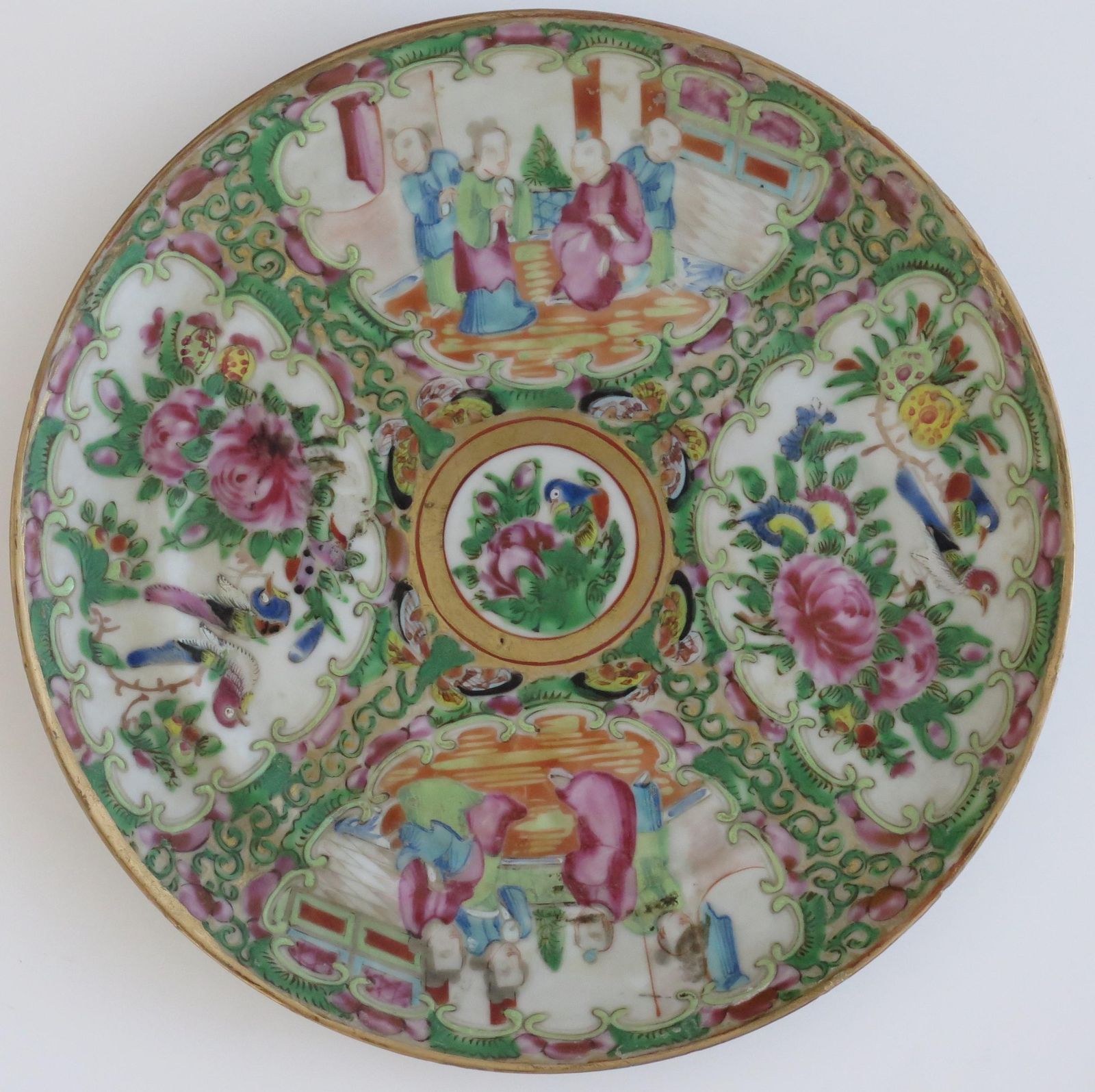 Chinese Export Porcelain Plate Rose Medallion Hand Painted, Qing, Circa 1875 photo furniture
