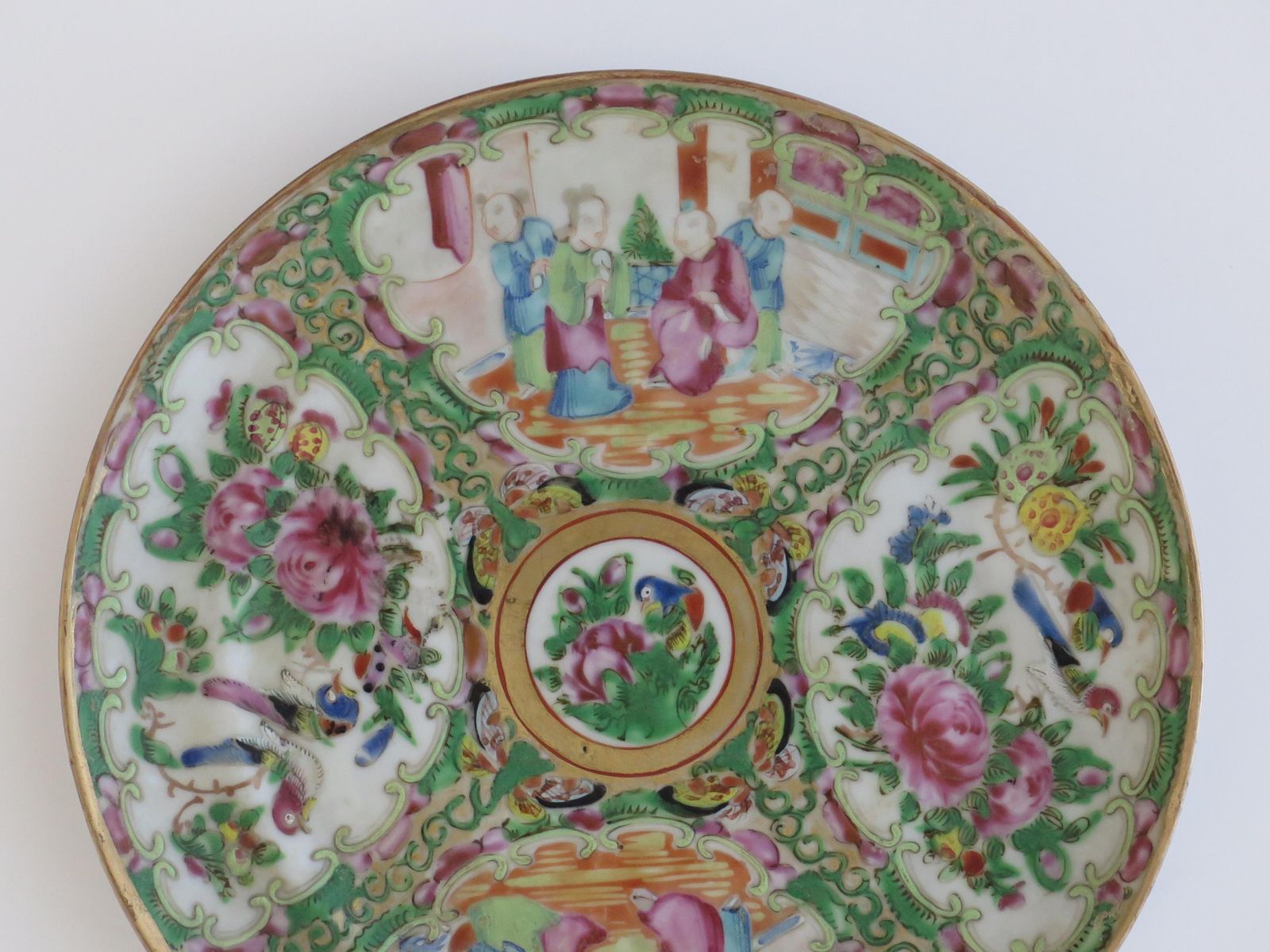 Chinese Export Porcelain Plate Rose Medallion Hand Painted, Qing, Circa 1875 photo Home Decor