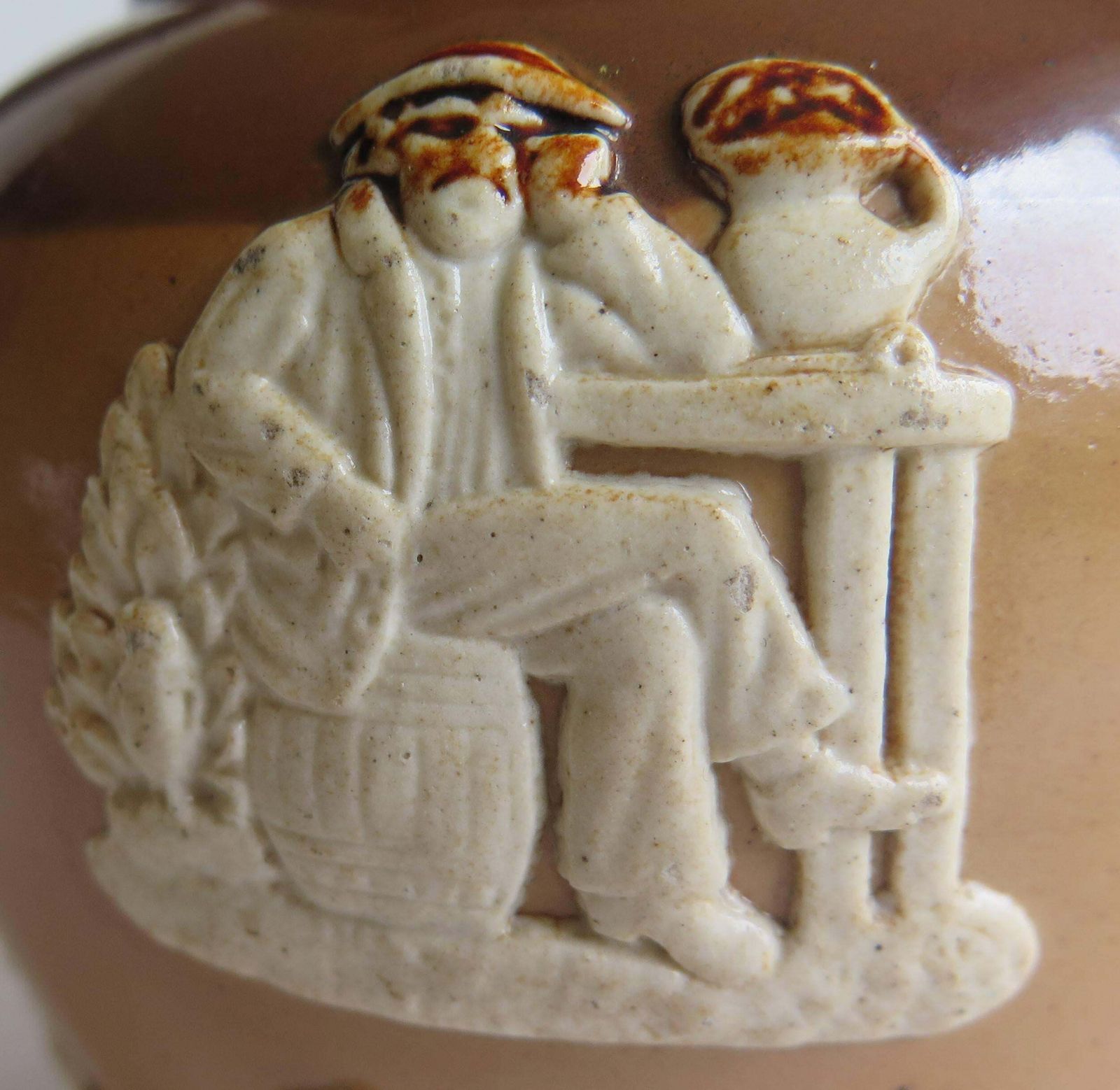 photo furniture Royal Doulton Stoneware Jug Or Pitcher Moulded Farming Scene, Edwardian Ca 1905