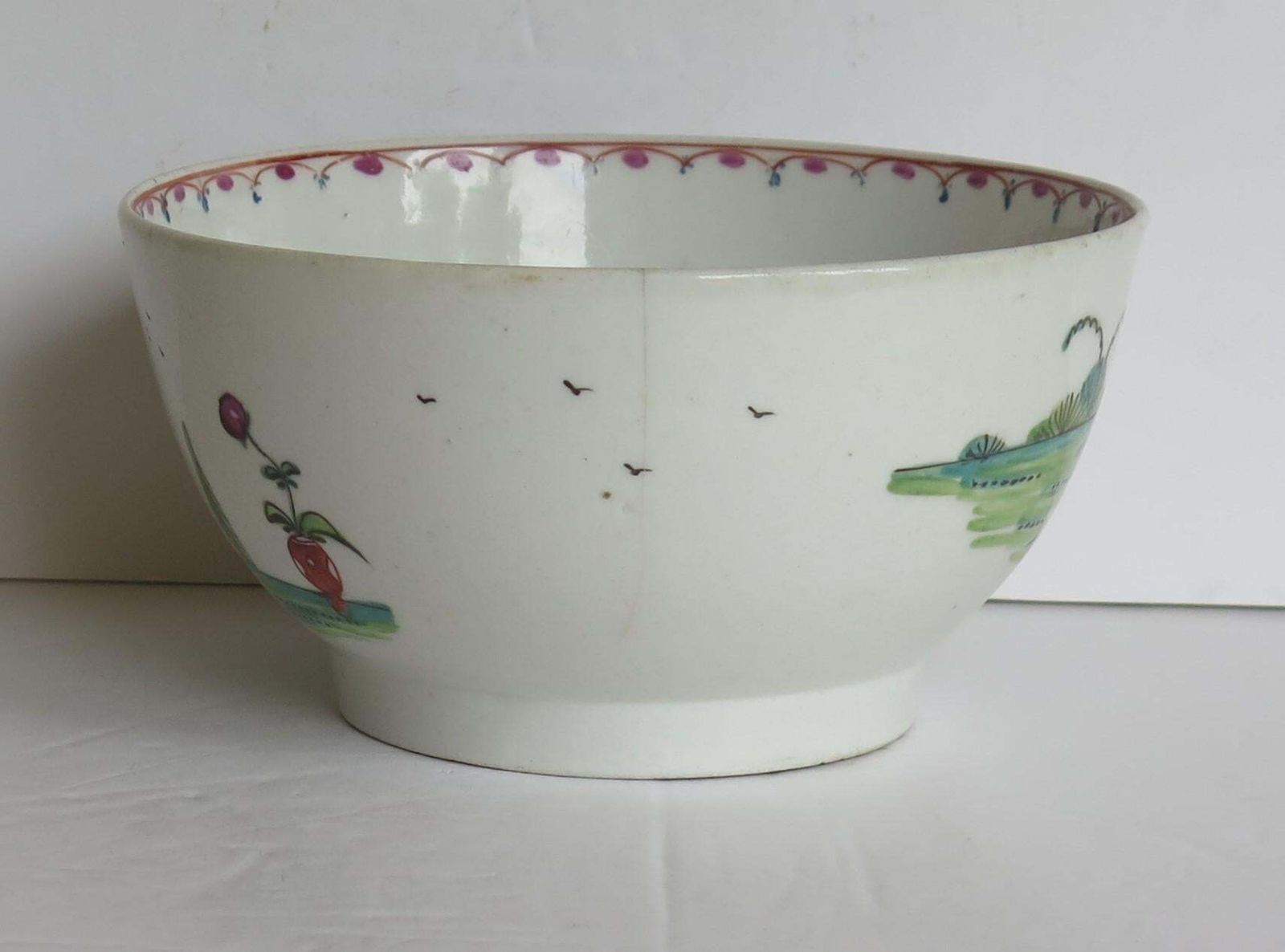 Early New Hall Porcelain Bowl Chinese Figures Lady With Parasol Ptn. 20, Ca 1790 photo 352.0