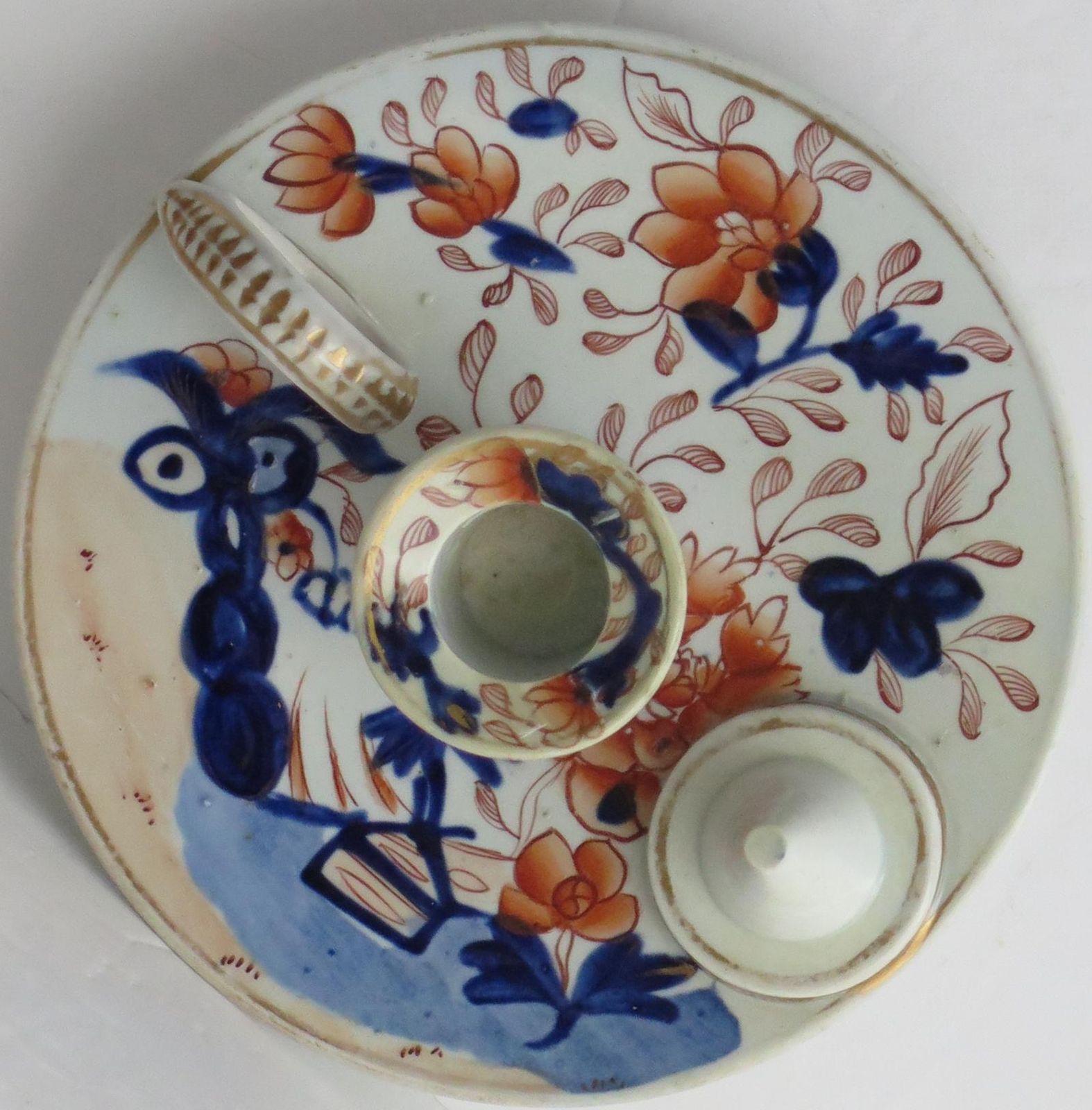 Rare Masons Ironstone Chamber Candle Stick In Fence Japan Pattern, Circa 1818 photo for sale