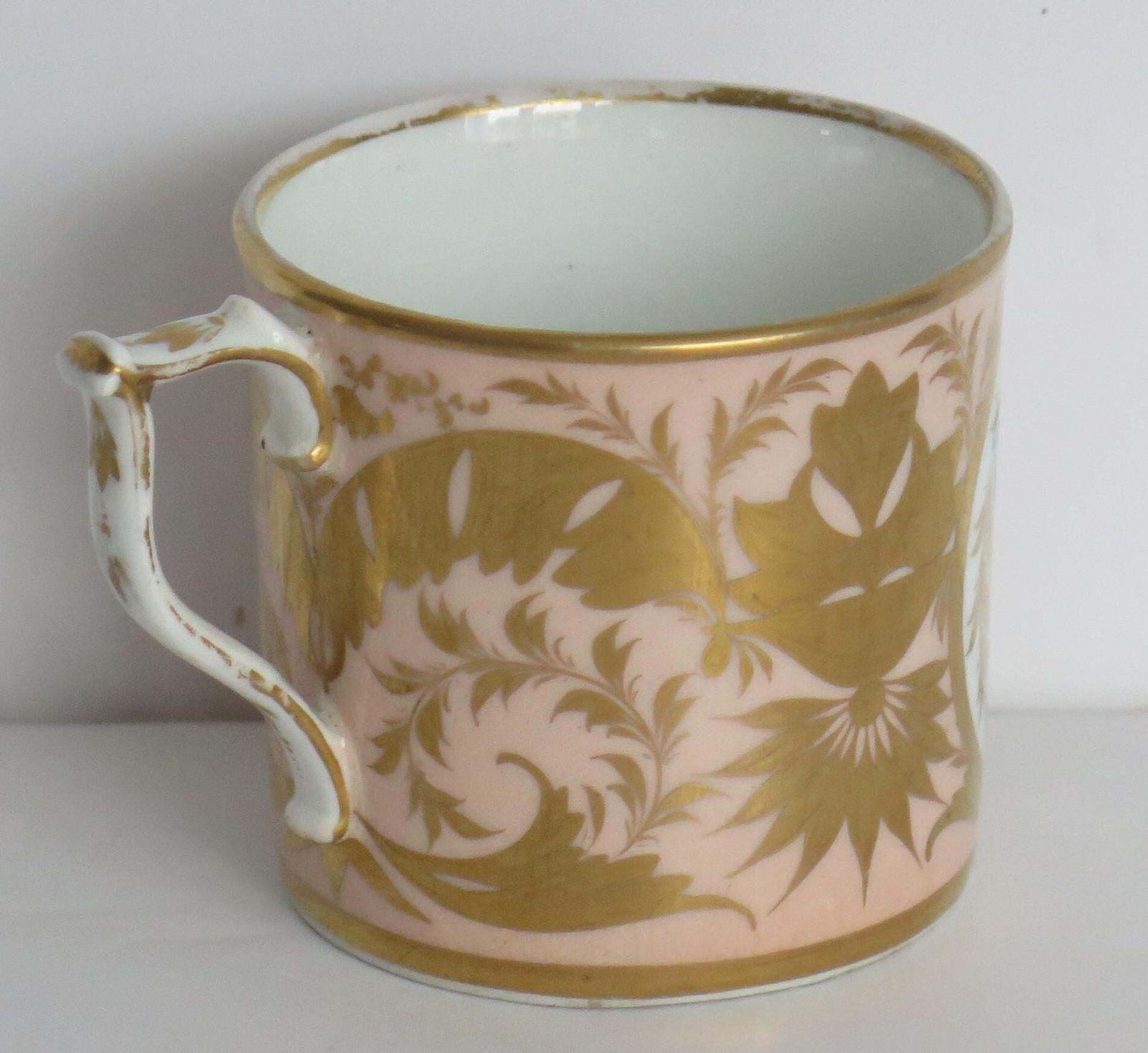 Georgian Derby Coffee Can & Saucer John Stanesby Hand Painted Roses, Circa 1810 photo vintage