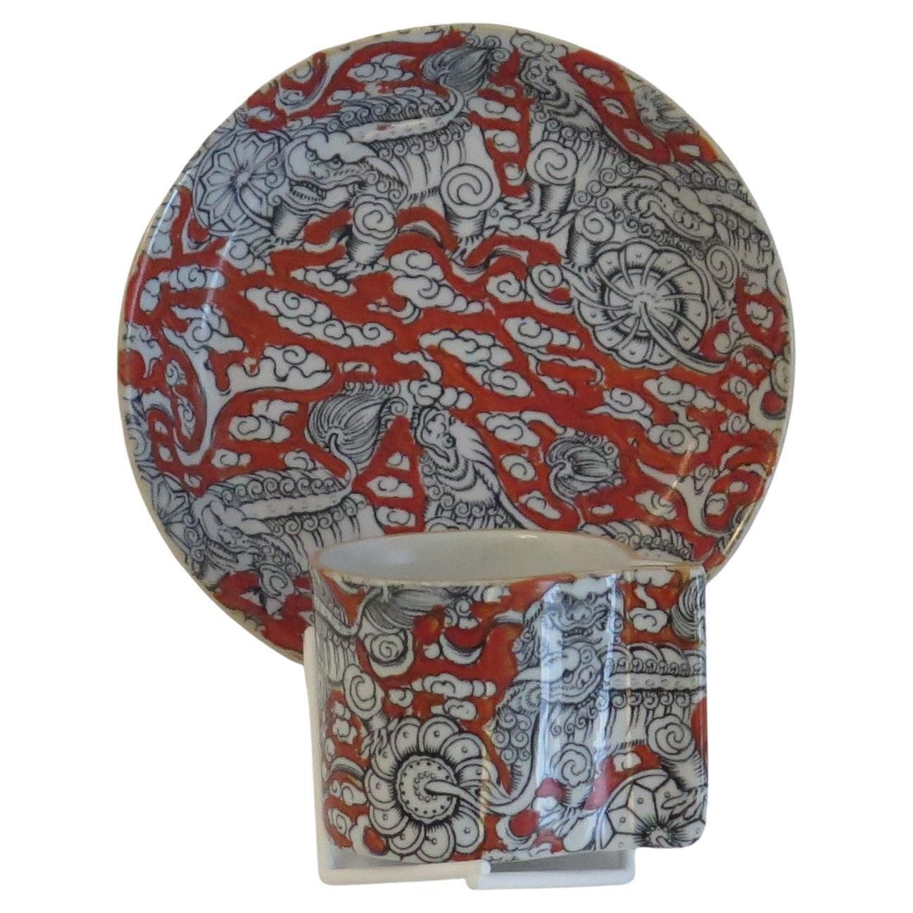 Rare Mason's Ironstone Coffee Can And Saucer In Bandana Pattern, Circa 1890 photo furniture