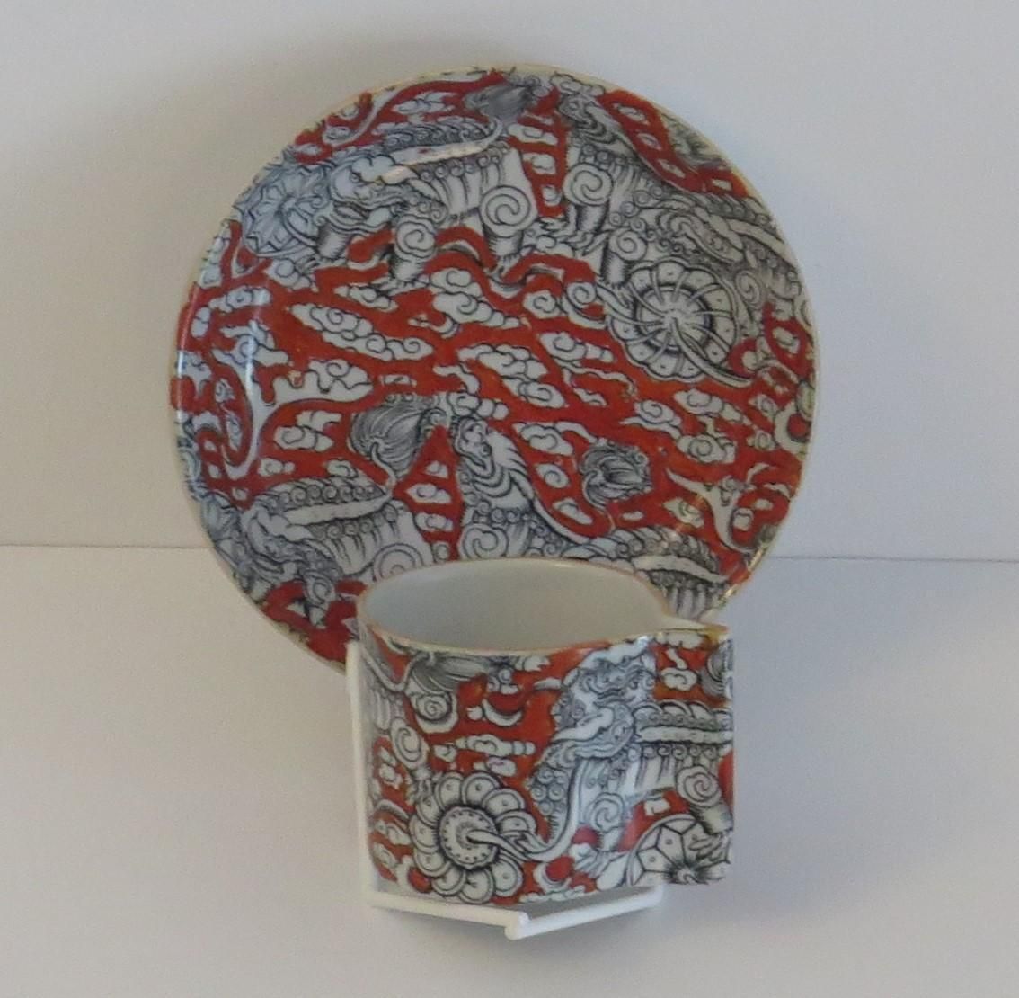 Rare Mason's Ironstone Coffee Can And Saucer In Bandana Pattern, Circa 1890 photo 336.0