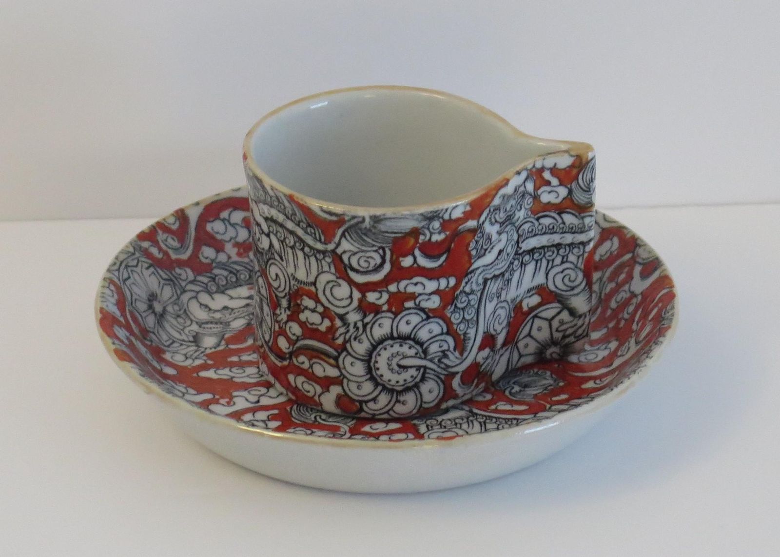 Rare Mason's Ironstone Coffee Can And Saucer In Bandana Pattern, Circa 1890 photo vinterior
