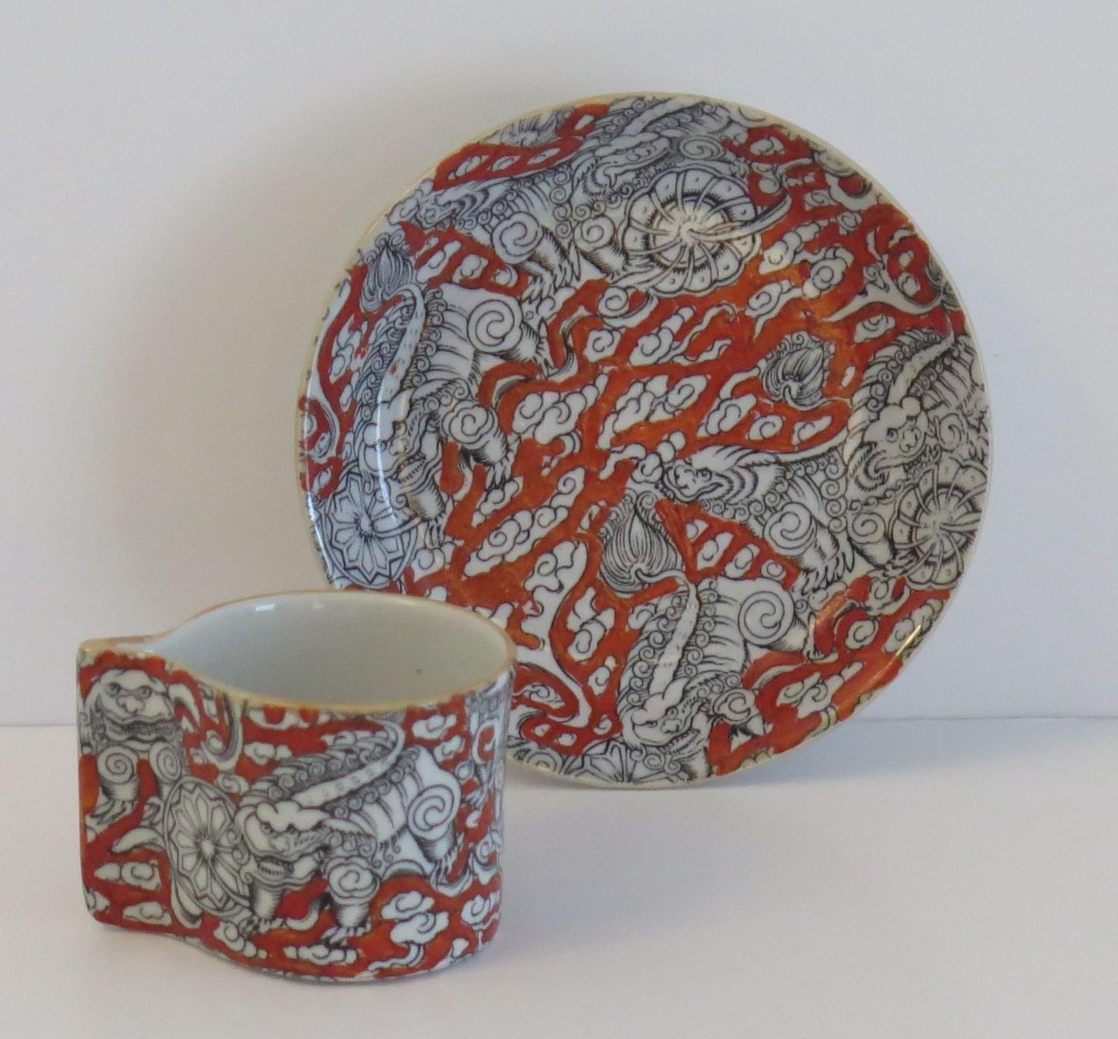 Rare Mason's Ironstone Coffee Can And Saucer In Bandana Pattern, Circa 1890 photo buy