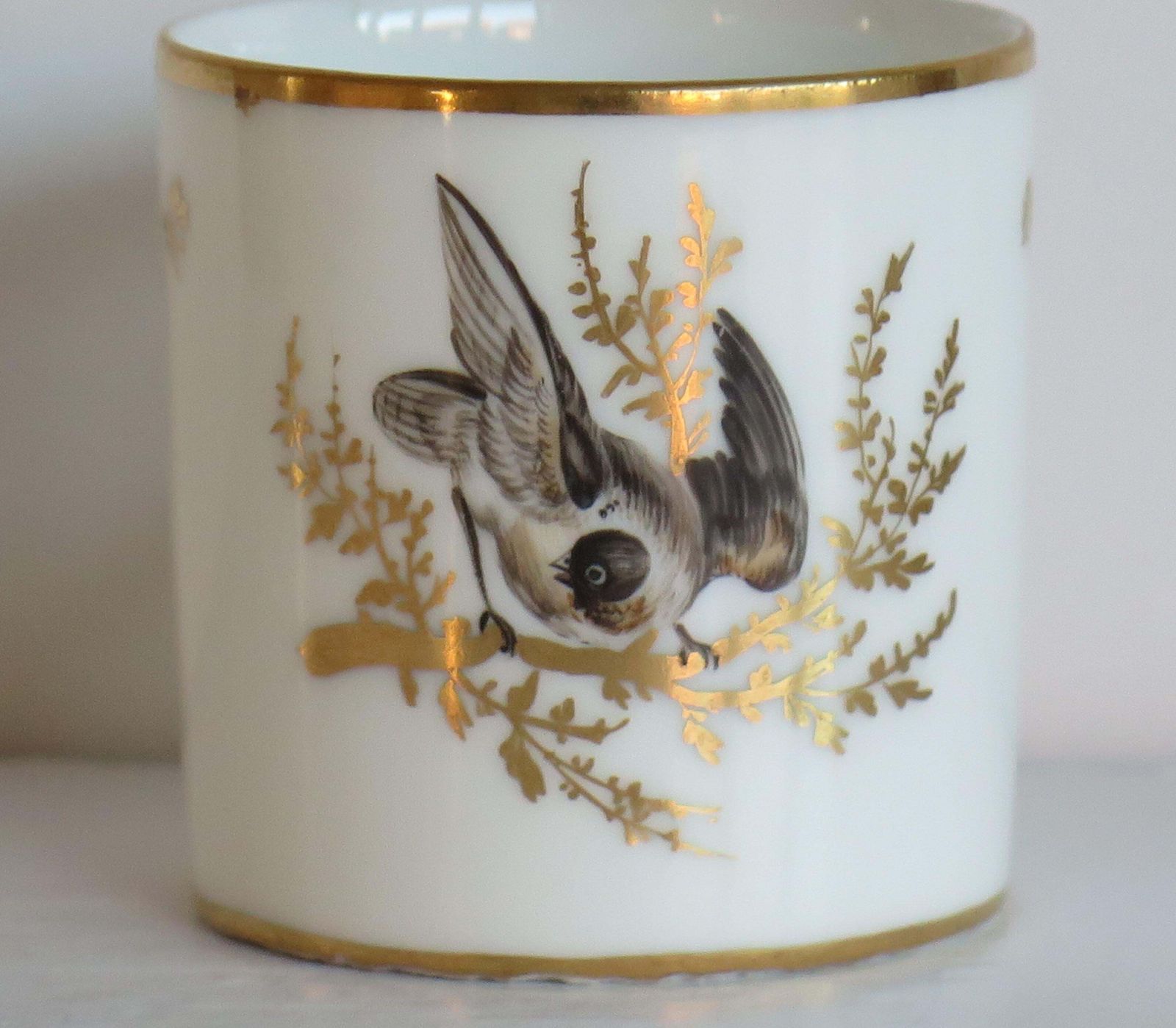 Fine Old Paris Porcelain Coffee Can & Saucer Duo Hand Painted, French Circa 1800 photo Home Decor