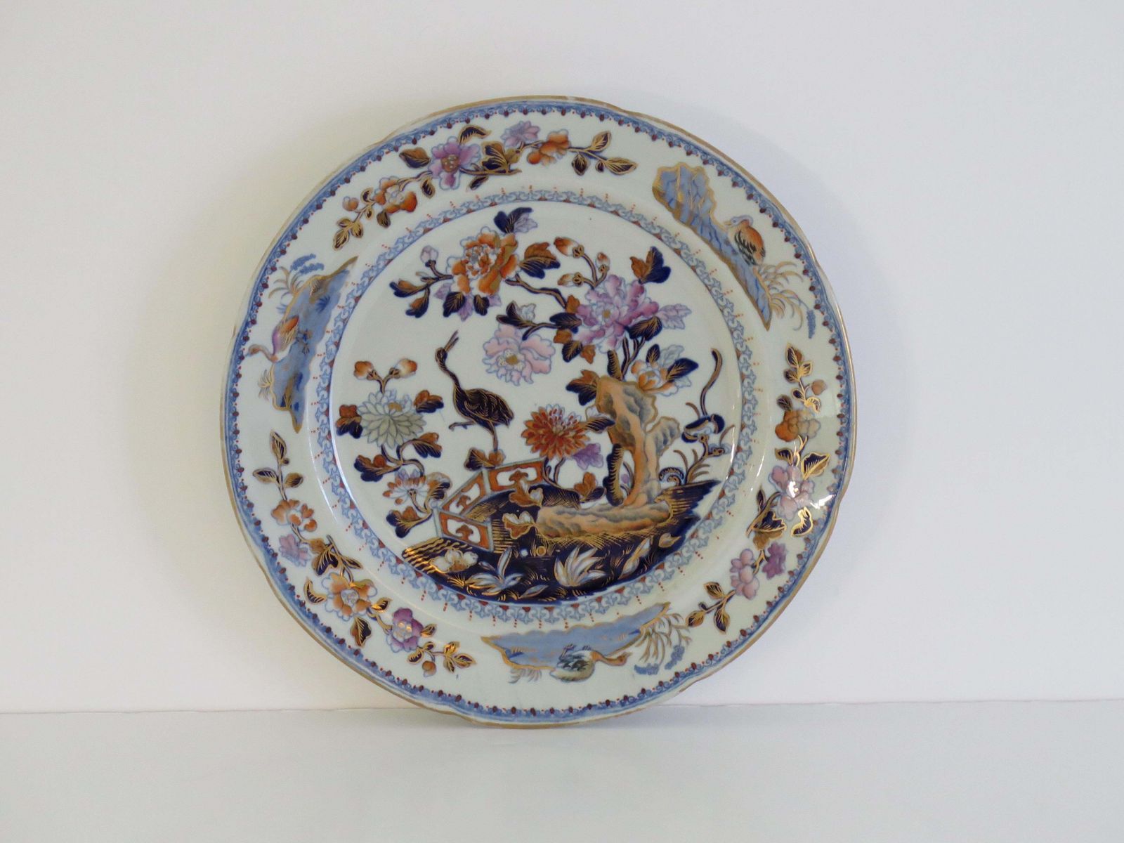 Georgian Davenport Pair Of Side Plates In Stork Ptn No 24 Ironstone, Circa 1815 photo 372.0