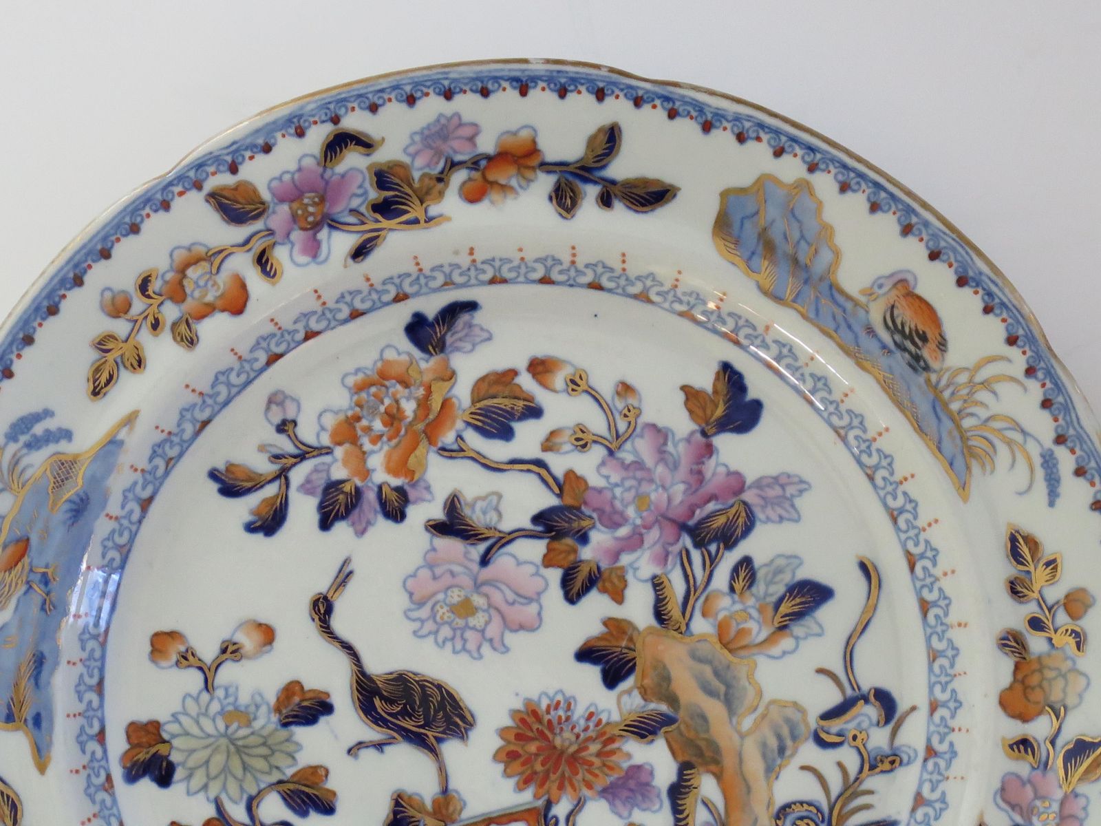 Georgian Davenport Pair Of Side Plates In Stork Ptn No 24 Ironstone, Circa 1815 photo vinterior