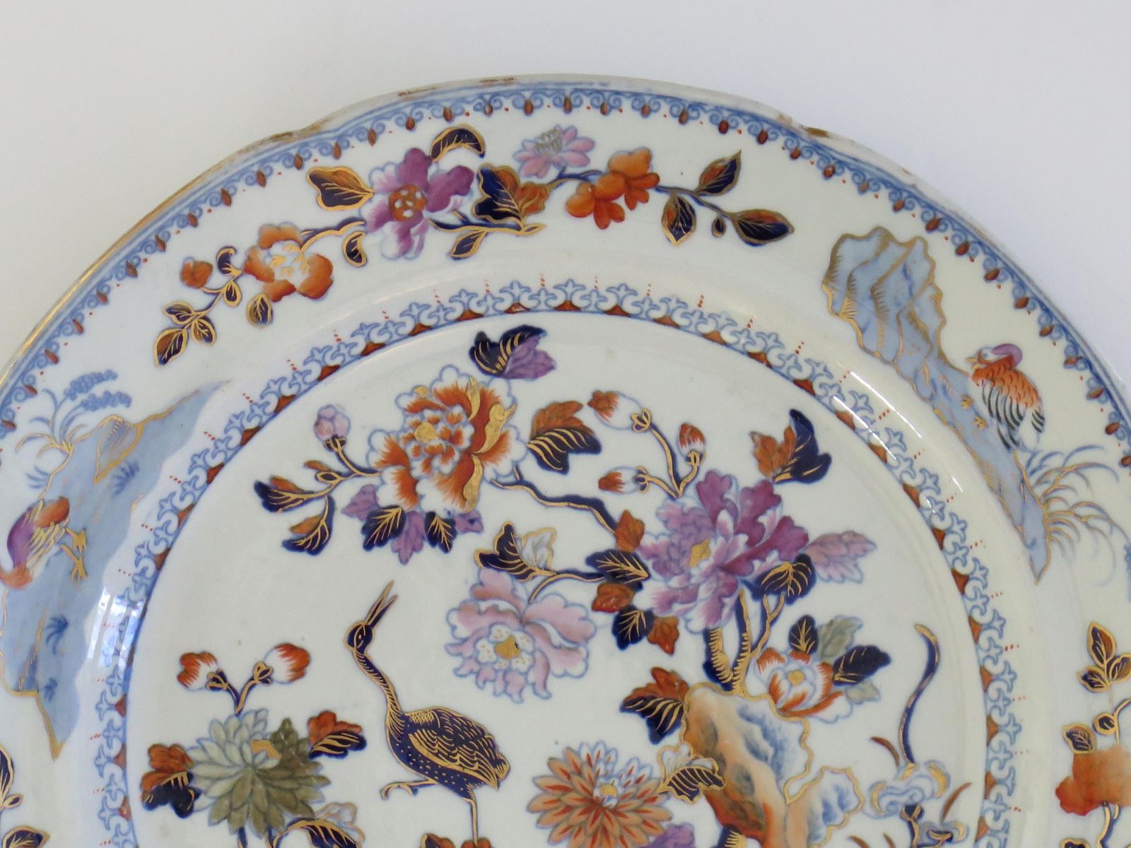 photo for sale Georgian Davenport Pair Of Side Plates In Stork Ptn No 24 Ironstone, Circa 1815