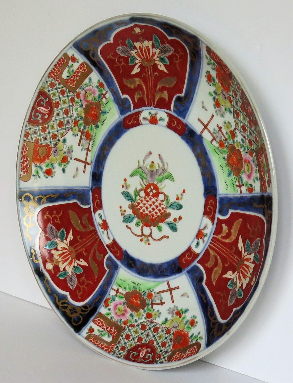 Hand Decorated Japanese Porcelain Charger, Imari Pattern, Meiji Era Circa 1880 photo vintage