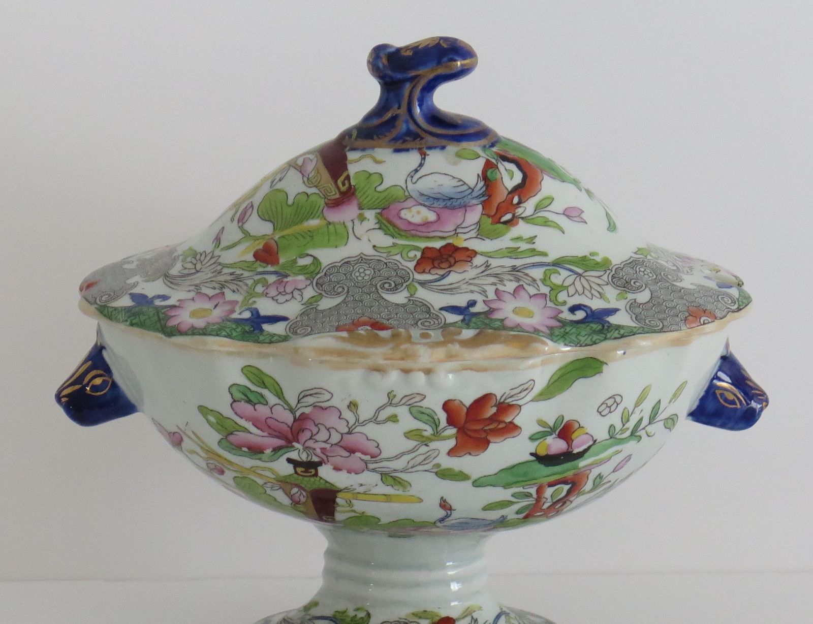Mason's Ironstone Sauce Tureen & Cover Table & Flower Pot Ptn, Georgian Ca 1818 photo furniture