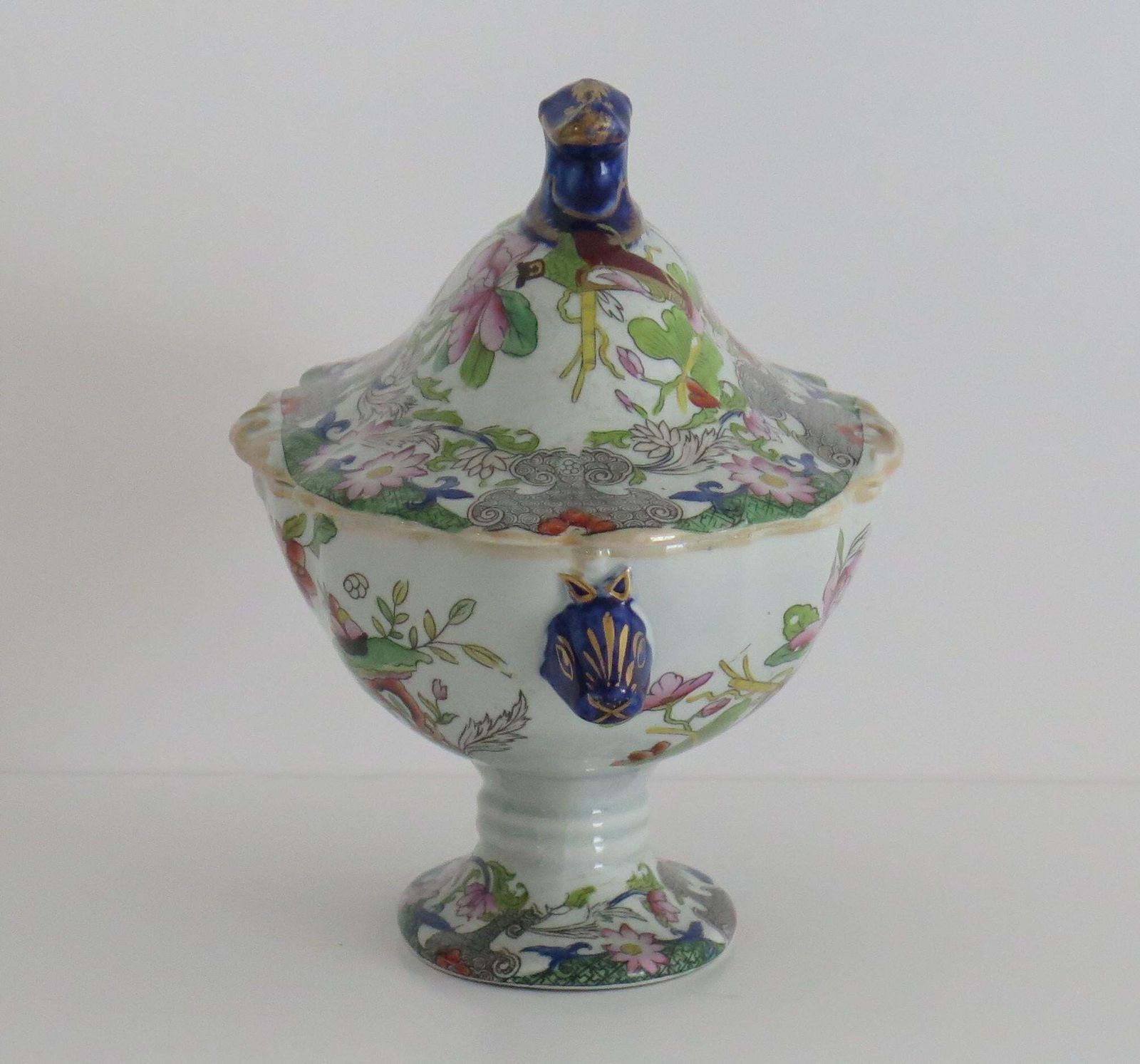 Mason's Ironstone Sauce Tureen & Cover Table & Flower Pot Ptn, Georgian Ca 1818 photo vinterior