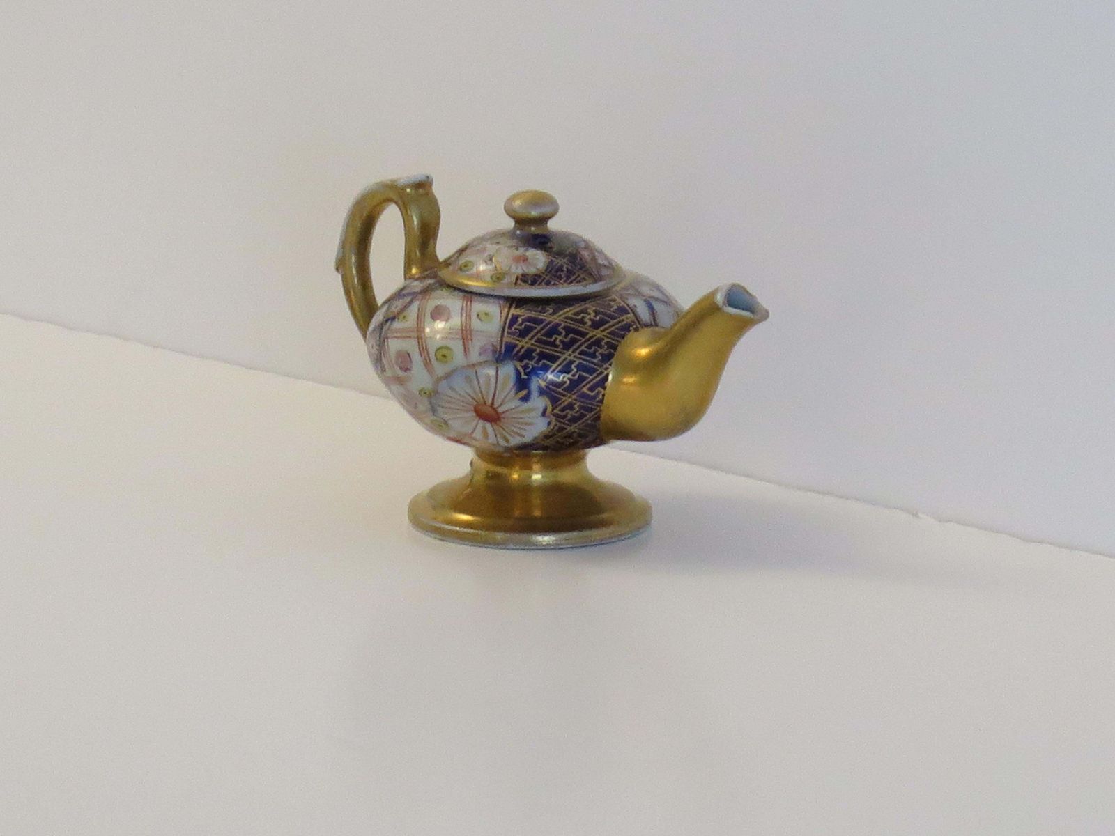 Home Decor Rare Mason's Ironstone Miniature Teapot In Plaid Japan Rare Pattern, Circa 1820 photo