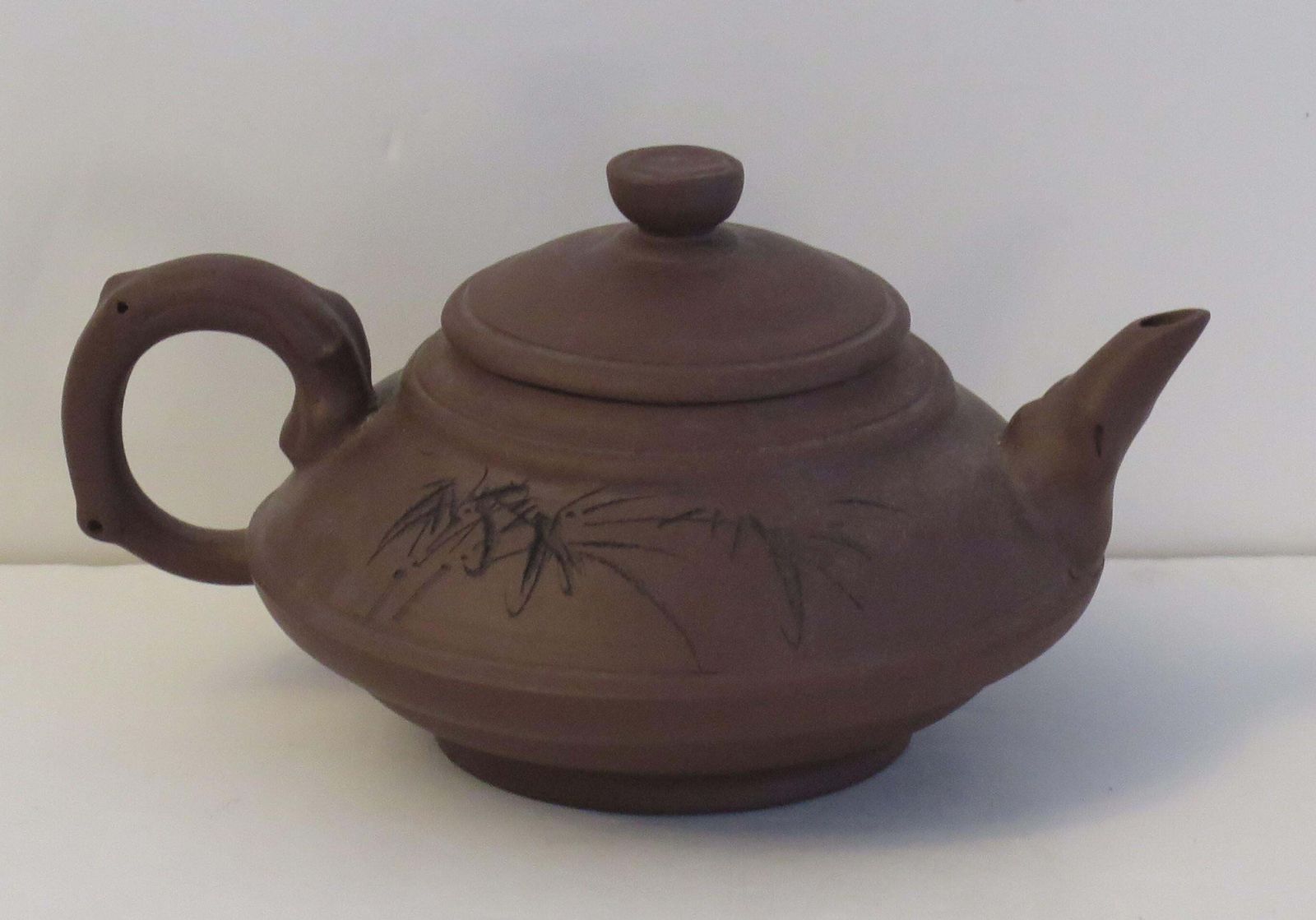 Chinese Yixing Red Clay Teapot Poems & Bamboo Leaves Seal Mark, C 1950 photo furniture
