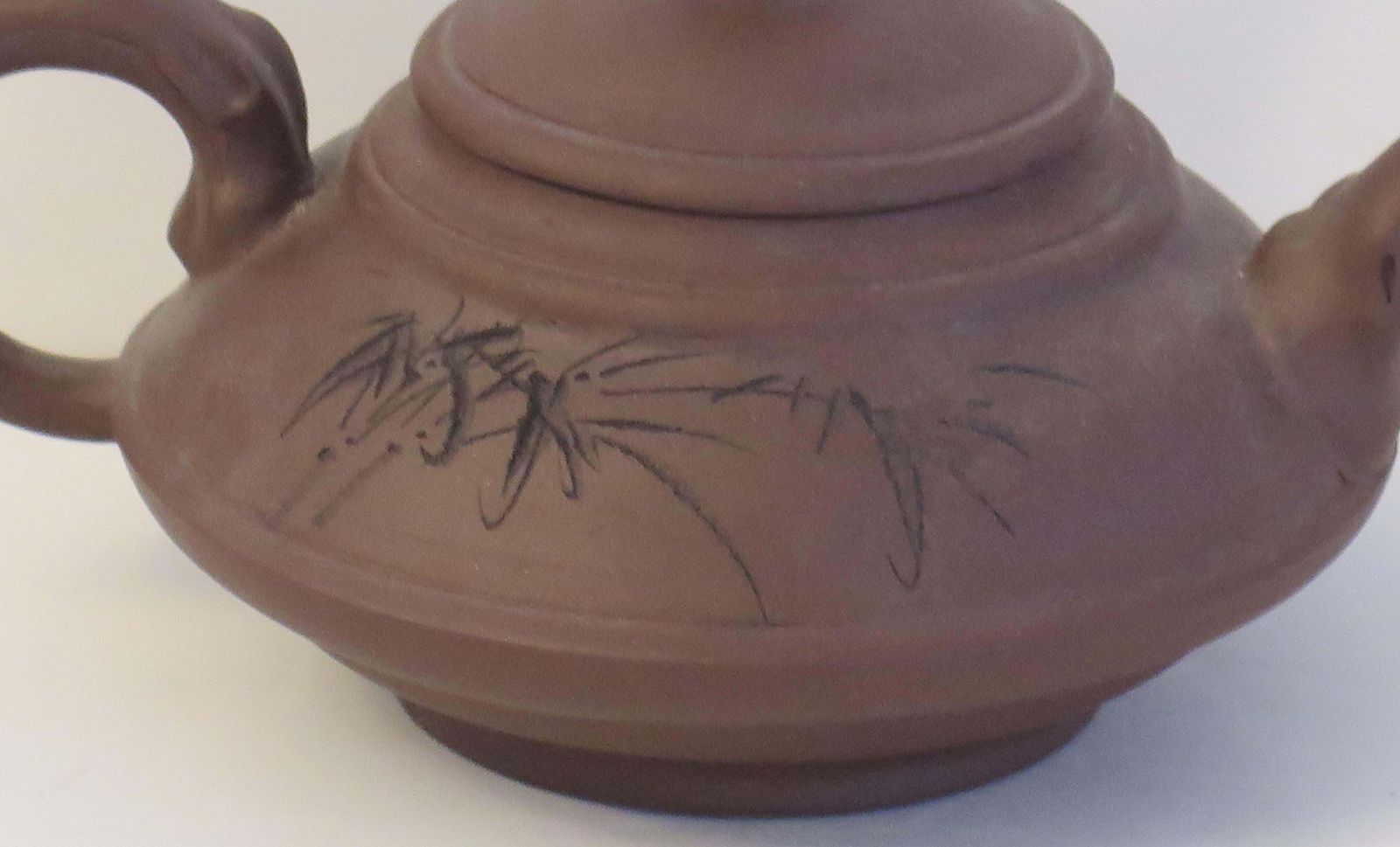 Chinese Yixing Red Clay Teapot Poems & Bamboo Leaves Seal Mark, C 1950 photo Home Decor