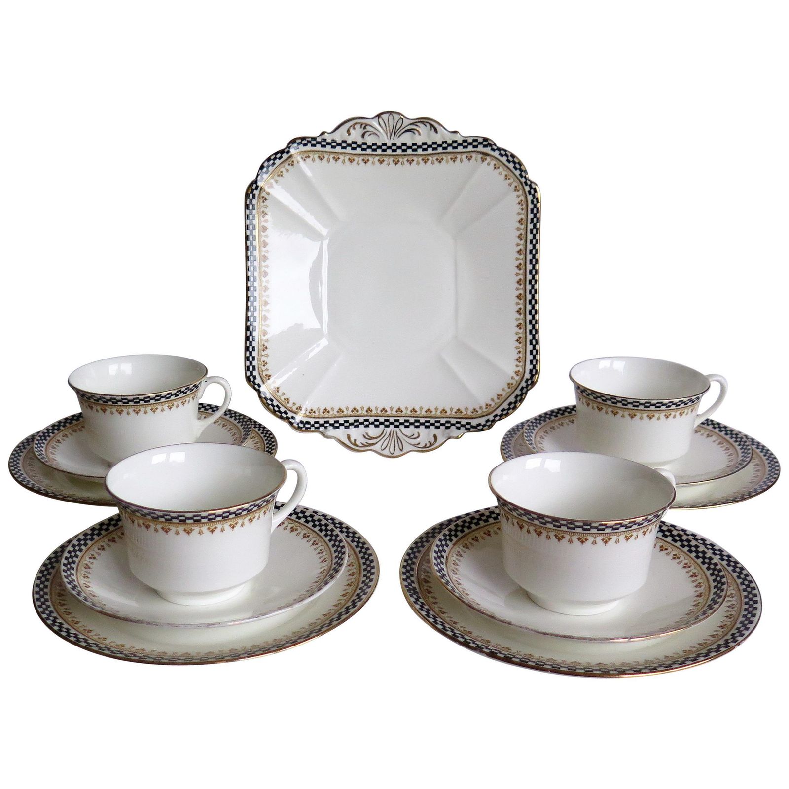 Art Deco Period Shelley Porcelain 13 Piece Part Tea Set Ptn 10797, Circa 1920