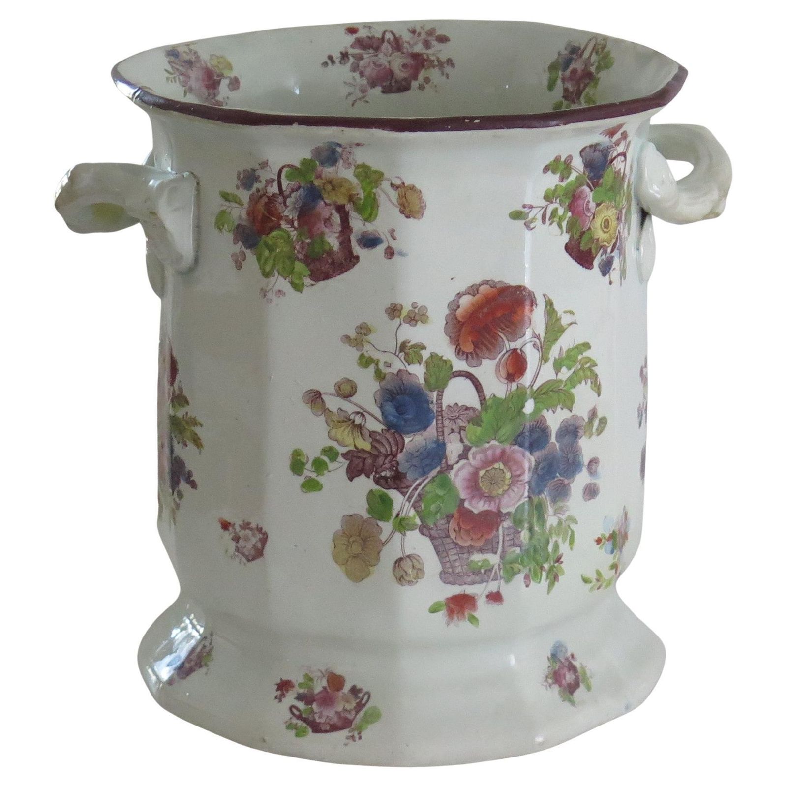 Rare Georgian Masons Ironstone Large Wine Cooler Or Ice Pail, English Circa 1818