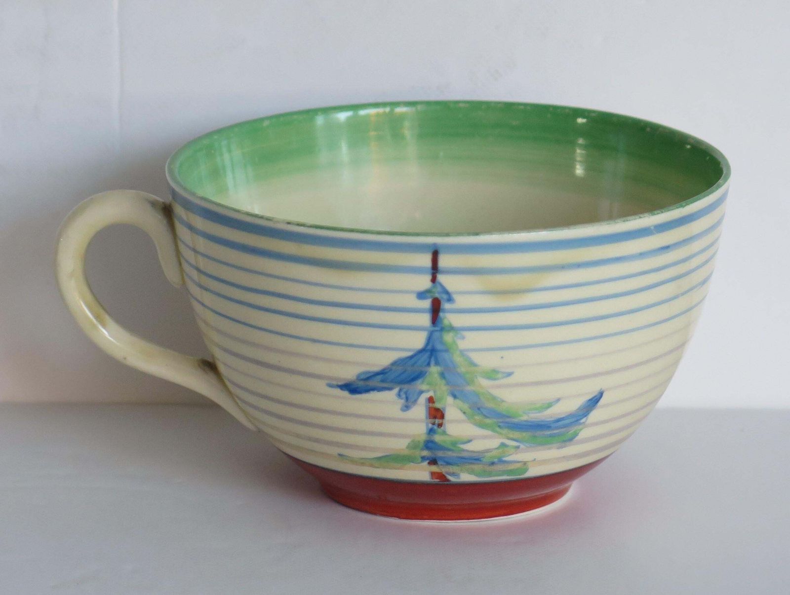 Clarice Cliff Cup And Saucer Rare Pine Grove Bizarre Ptn Art Deco, Circa 1935 photo 585.0