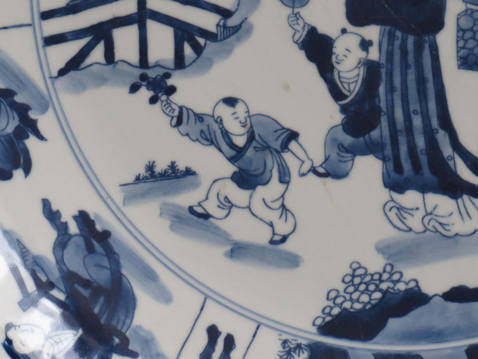 Large Chinese Export Dish Or Plate Porcelain Blue & White 17 Inch Dia, Ca 1920s photo buy