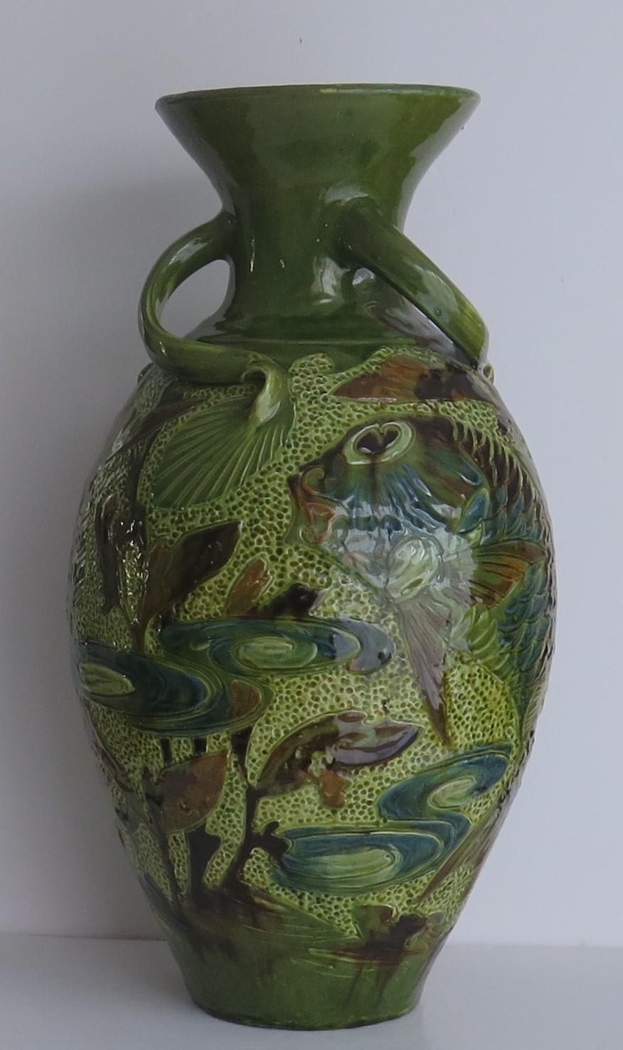 Large Sgraffito Fish Vase Pottery By W L Baron Of Barnstaple Devon, Circa 1909 photo furniture