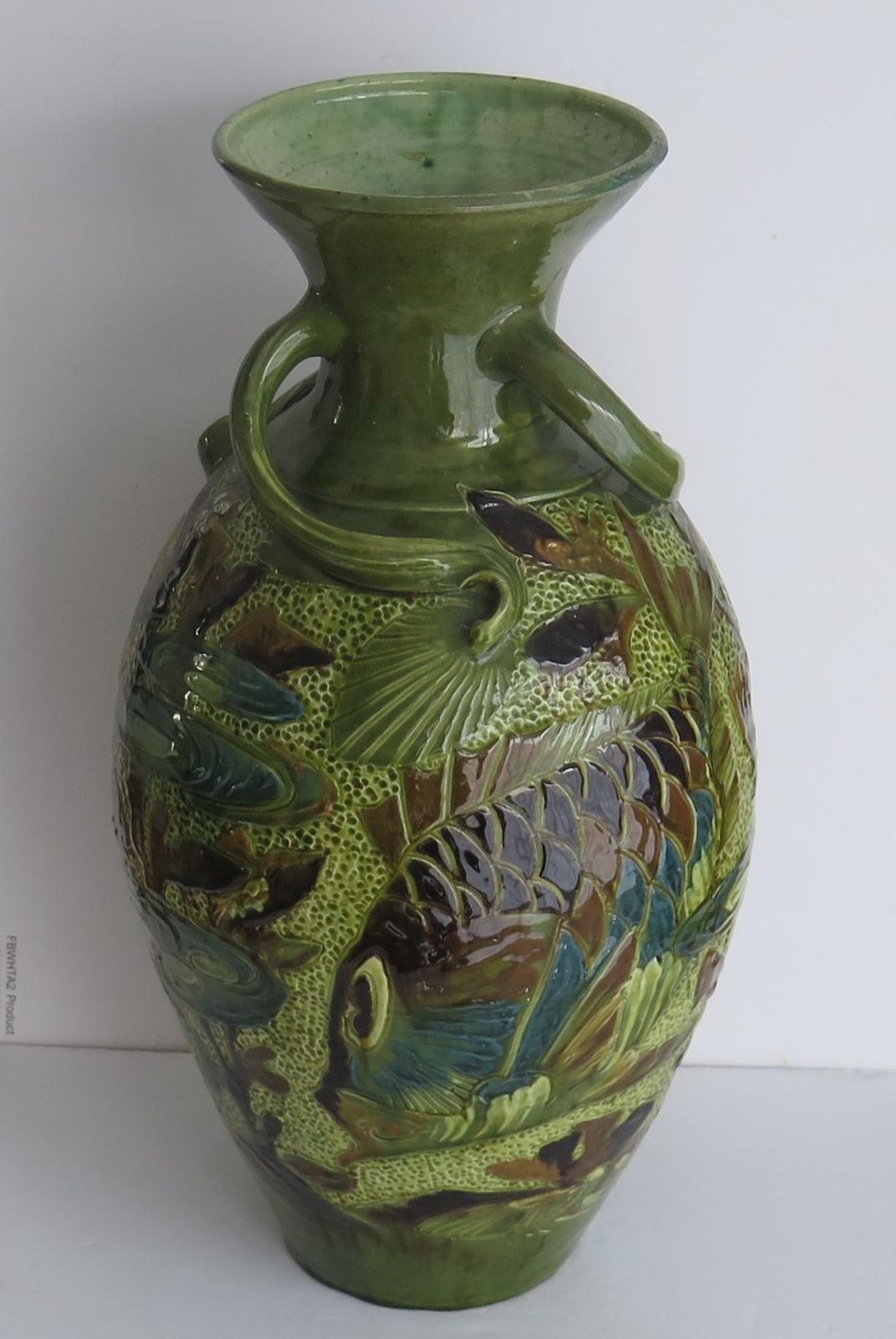 Large Sgraffito Fish Vase Pottery By W L Baron Of Barnstaple Devon, Circa 1909 photo 850.0