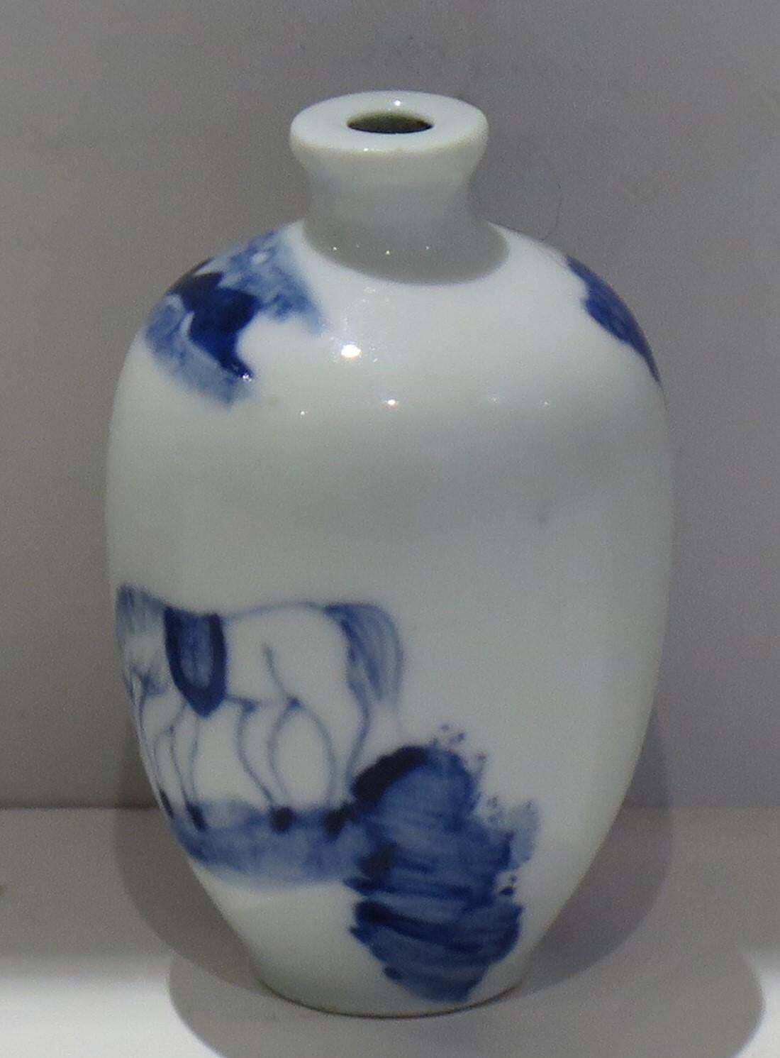 19th C Chinese Porcelain Snuff Bottle Blue & White Hand Painted, Qing Xianfeng photo Home Decor