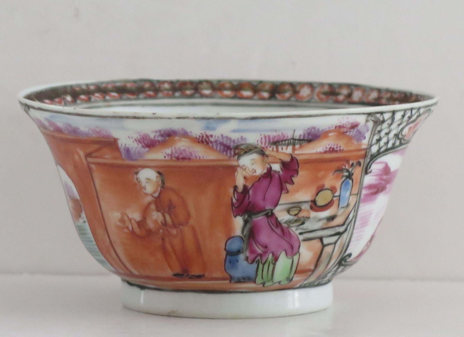 18thc Chinese Porcelain Bowl Hand Painted Famille Rose, Qing Qianlong Circa 1760 photo for sale