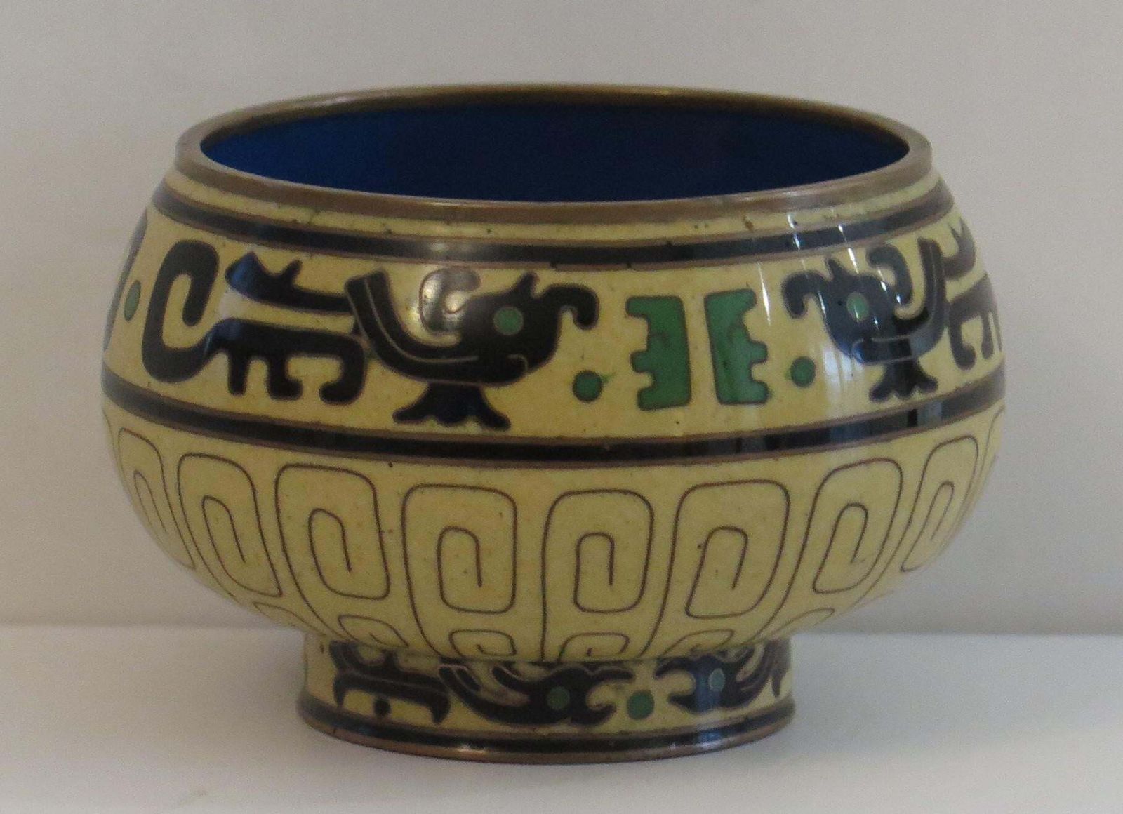 19thc Japanese Cloisonné Brush Washer Bowl, Meiji Period Circa 1880 photo vintage