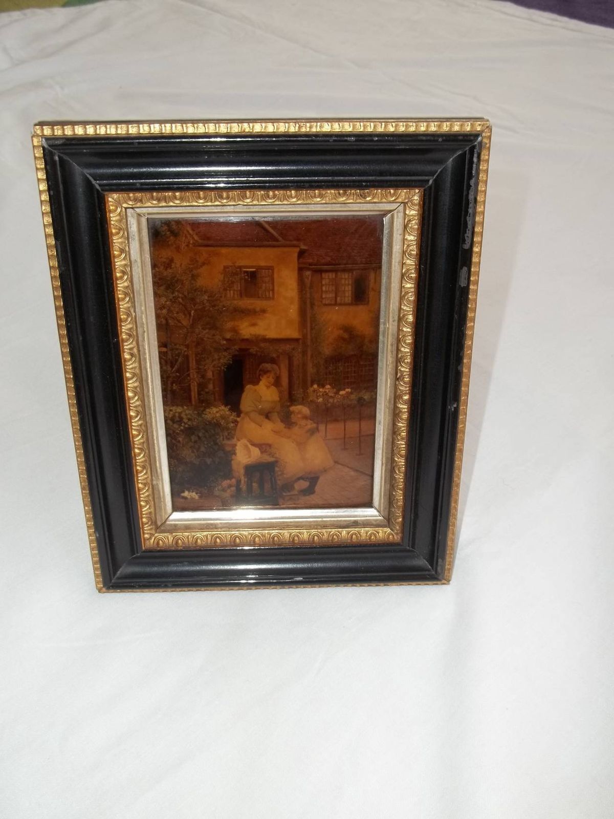 Victorian Crystoleum Picture Of Mother And Child In Original Frame, Circa 1890 photo Art