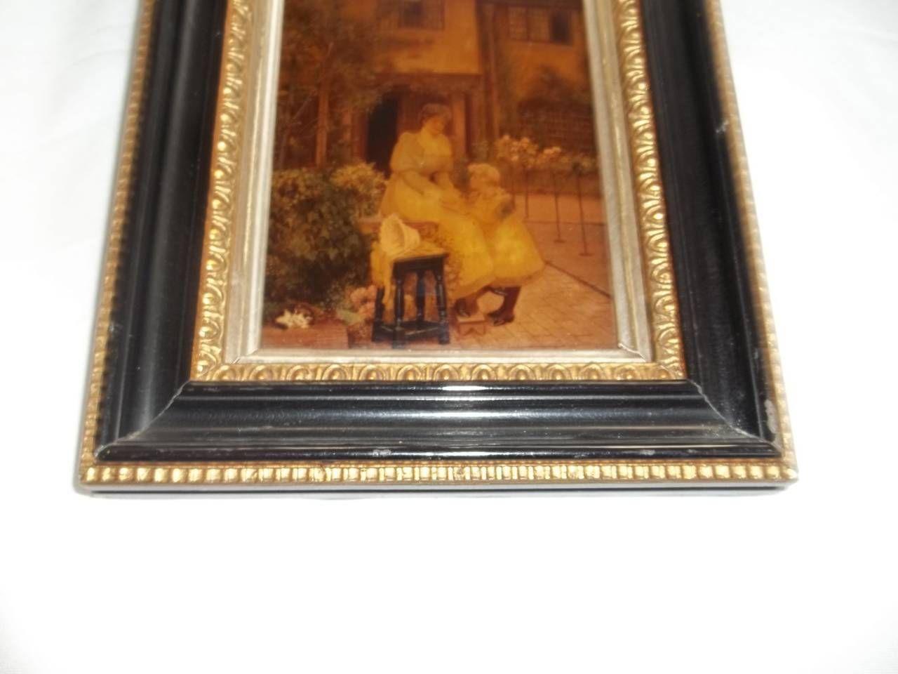 Victorian Crystoleum Picture Of Mother And Child In Original Frame, Circa 1890 photo 255.0