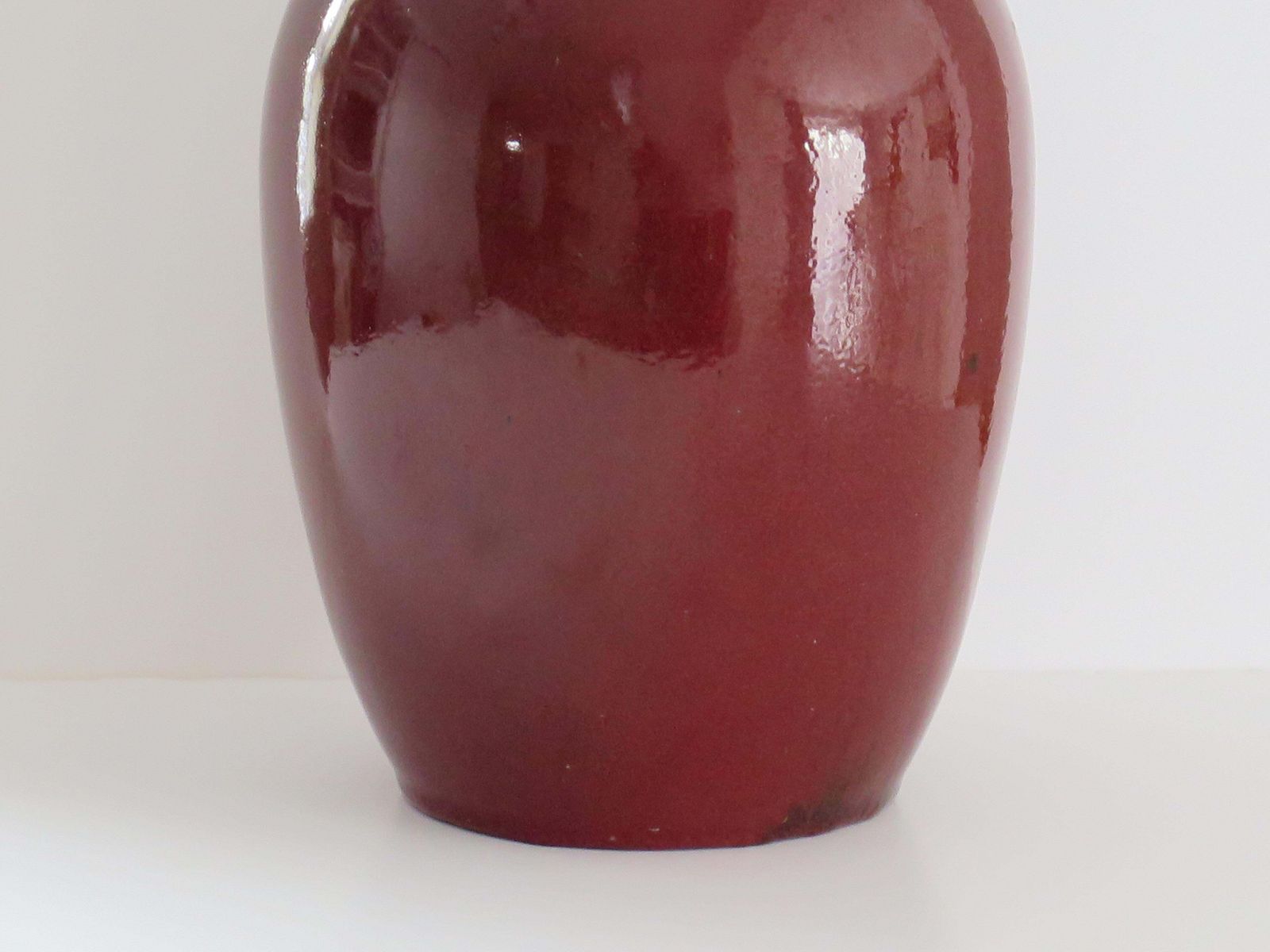 Large 19thc Chinese Export Porcelain Vase  "Sang De Boeuf" Ox Blood Red, Qing photo vinterior