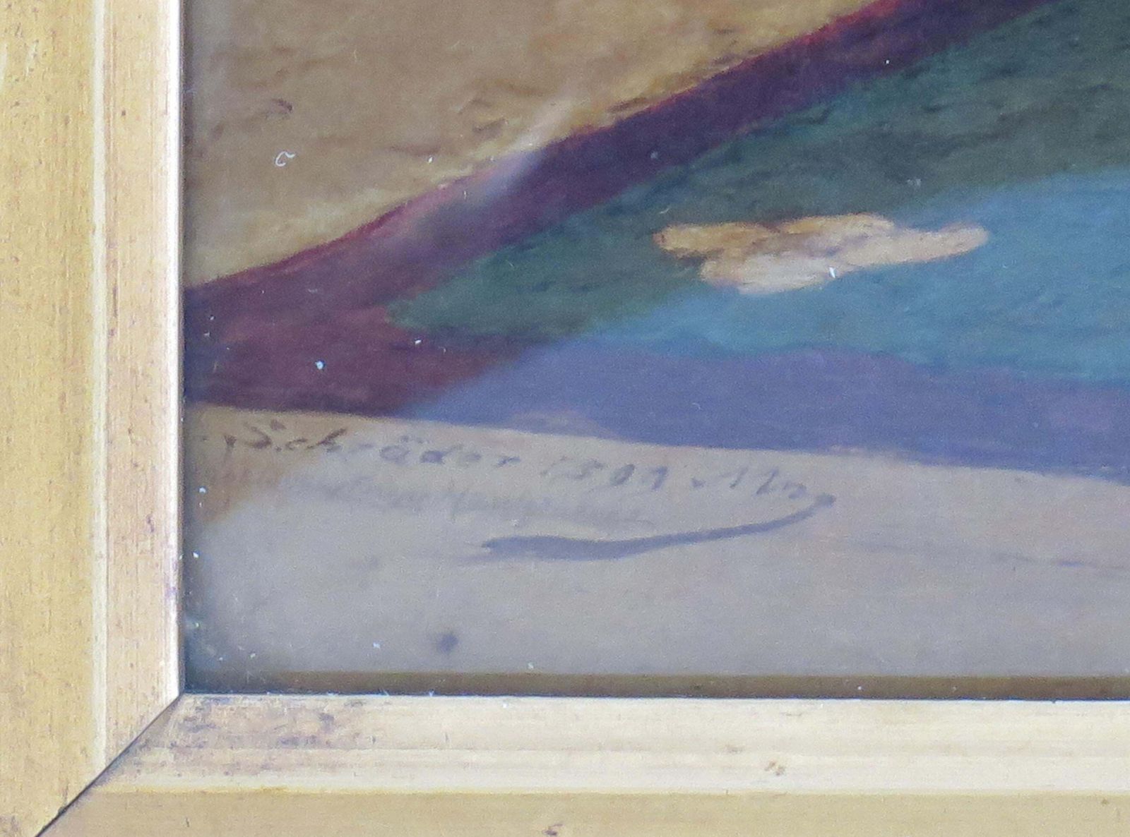 Art J H Schroder Crystoleum Picture German, Signed And Dated 1899 photo