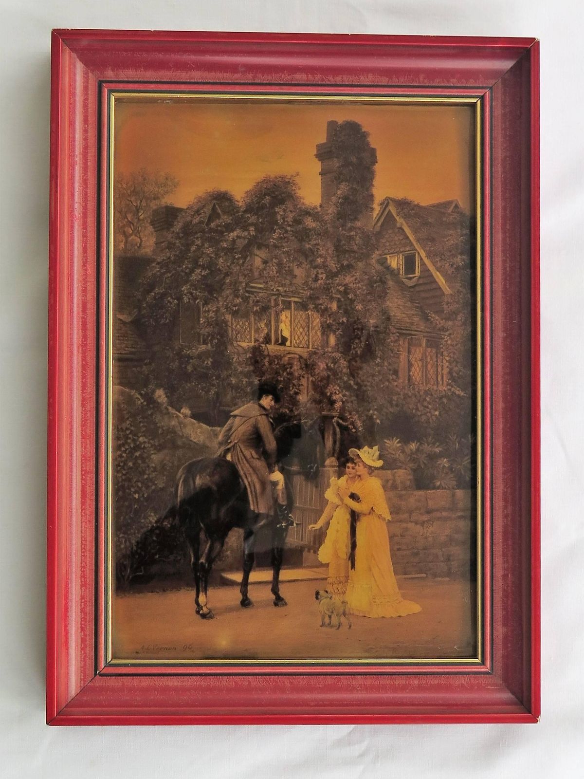 photo for sale Victorian Crystoleum Picture After A L Vernon The Messenger To The Heiress, 1896