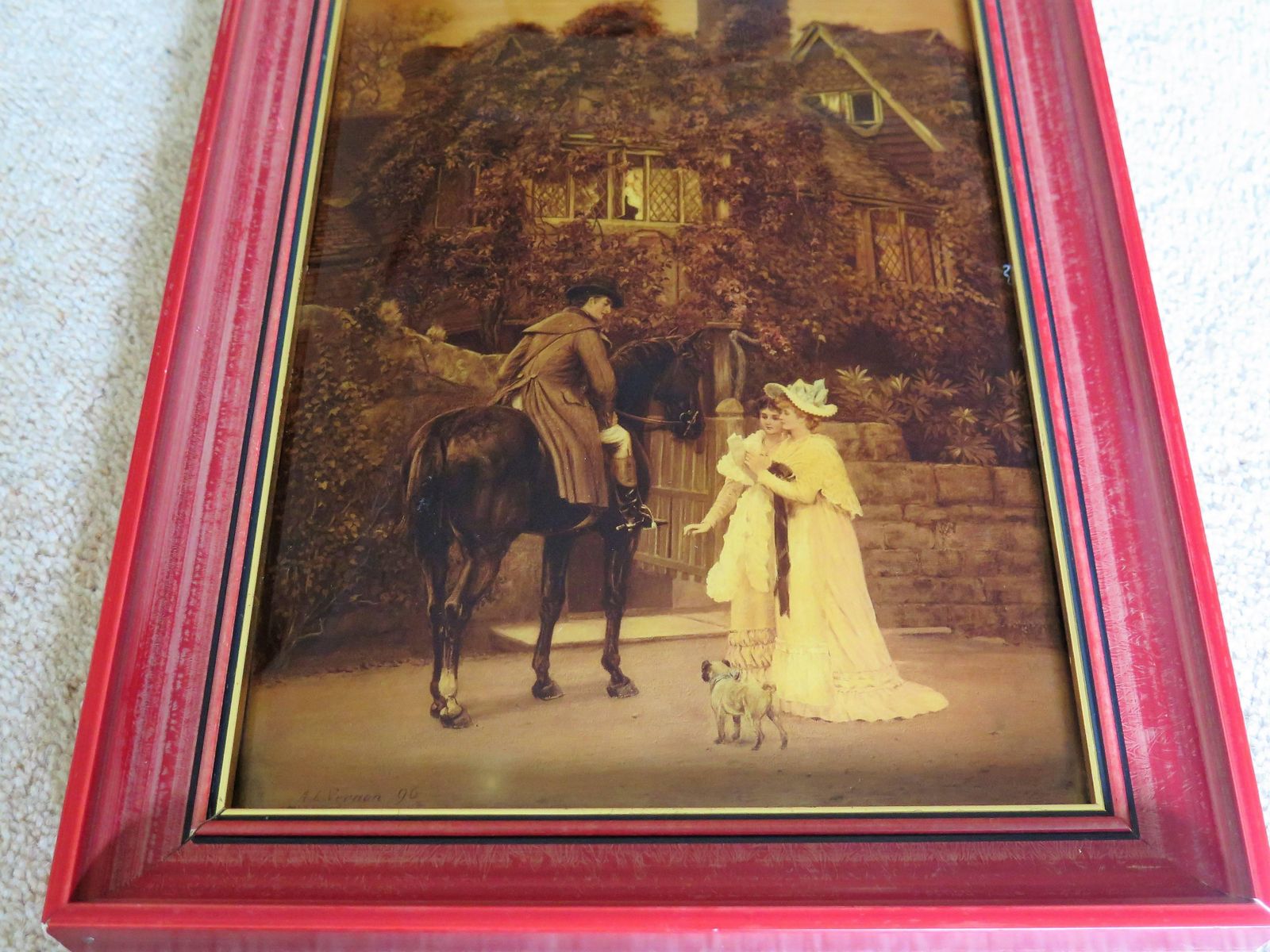 Art Victorian Crystoleum Picture After A L Vernon The Messenger To The Heiress, 1896 photo