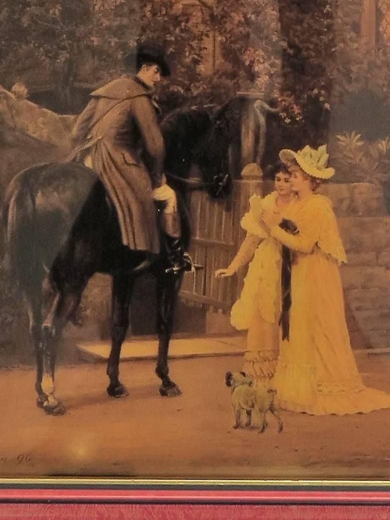 photo vinterior Victorian Crystoleum Picture After A L Vernon The Messenger To The Heiress, 1896