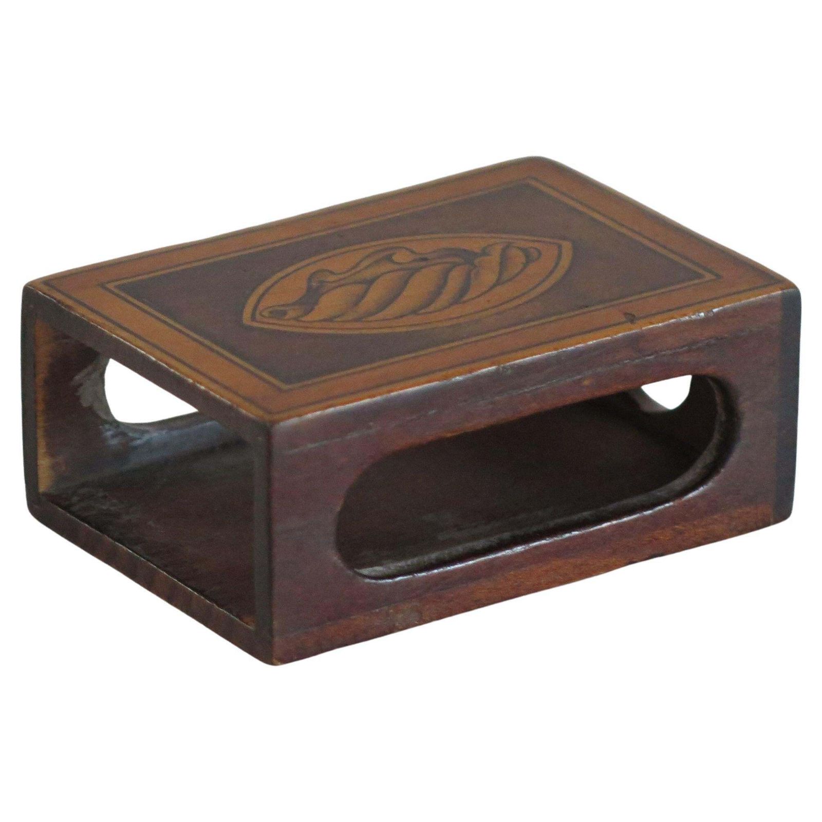 Antique Hardwood Matchbox Holder With Fine Shell Patera Inlay, Late 19th Century photo furniture