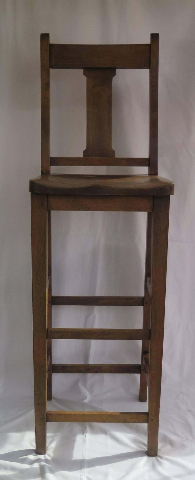 Victorian Clerk's High Chair Or Kitchen Chair In Beach And Elm, English Ca. 1880 photo Furniture