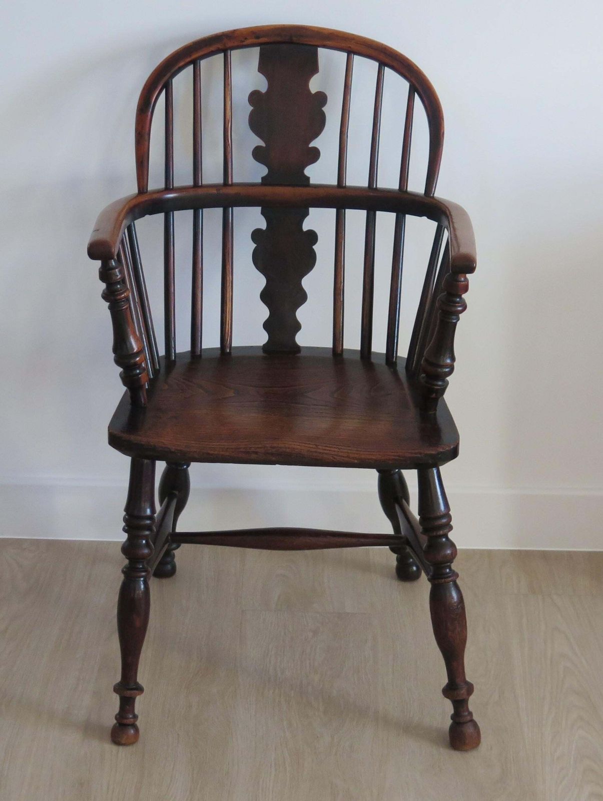 Yew Wood Low Back Windsor Armchair, North East Yorkshire England Circa 1850 photo furniture