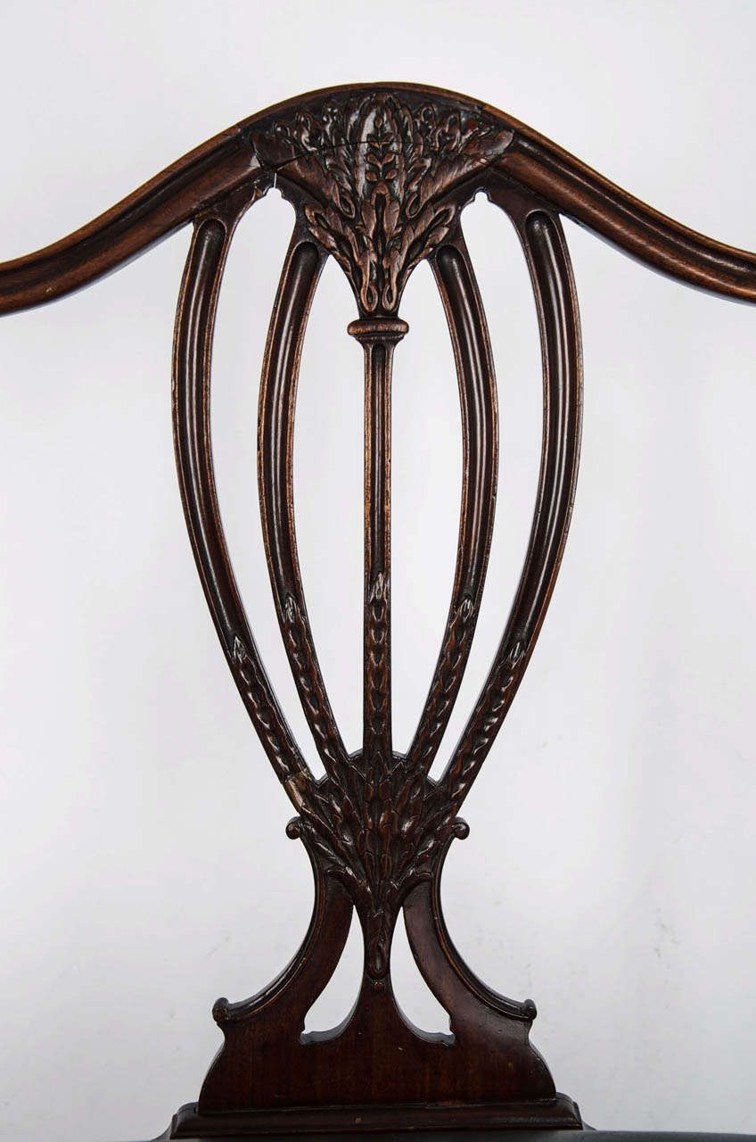 Georgian Armchair Green Leather Seat, English Hepplewhite Circa 1785 photo buy
