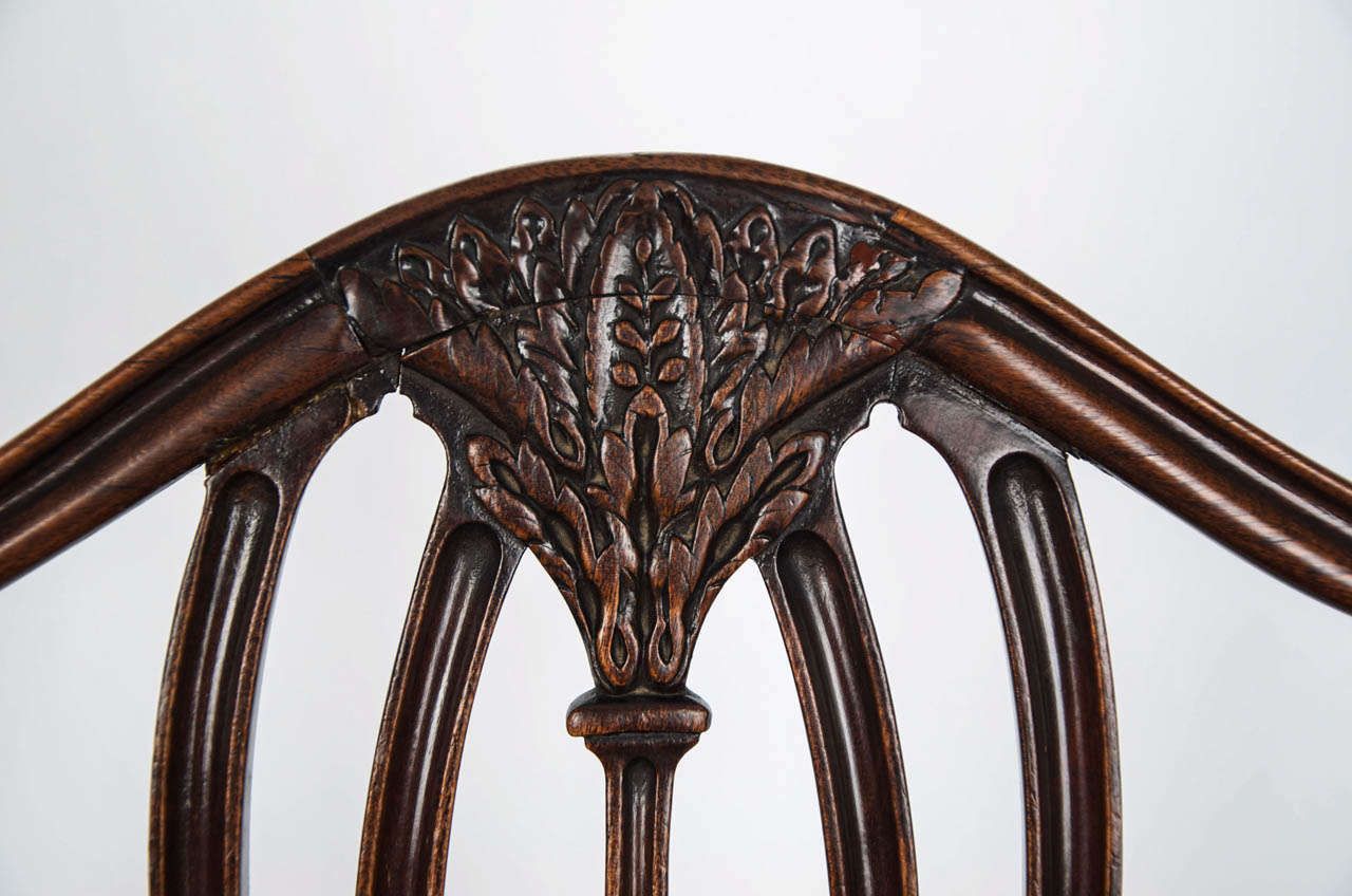 Georgian Armchair Green Leather Seat, English Hepplewhite Circa 1785 photo vintage