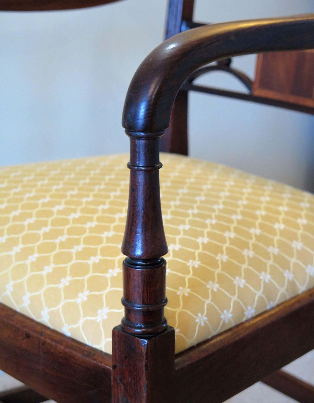 1060.0 Georgian Armchair Carved Inlaid Mahogany, English Sheraton Circa 1790 photo