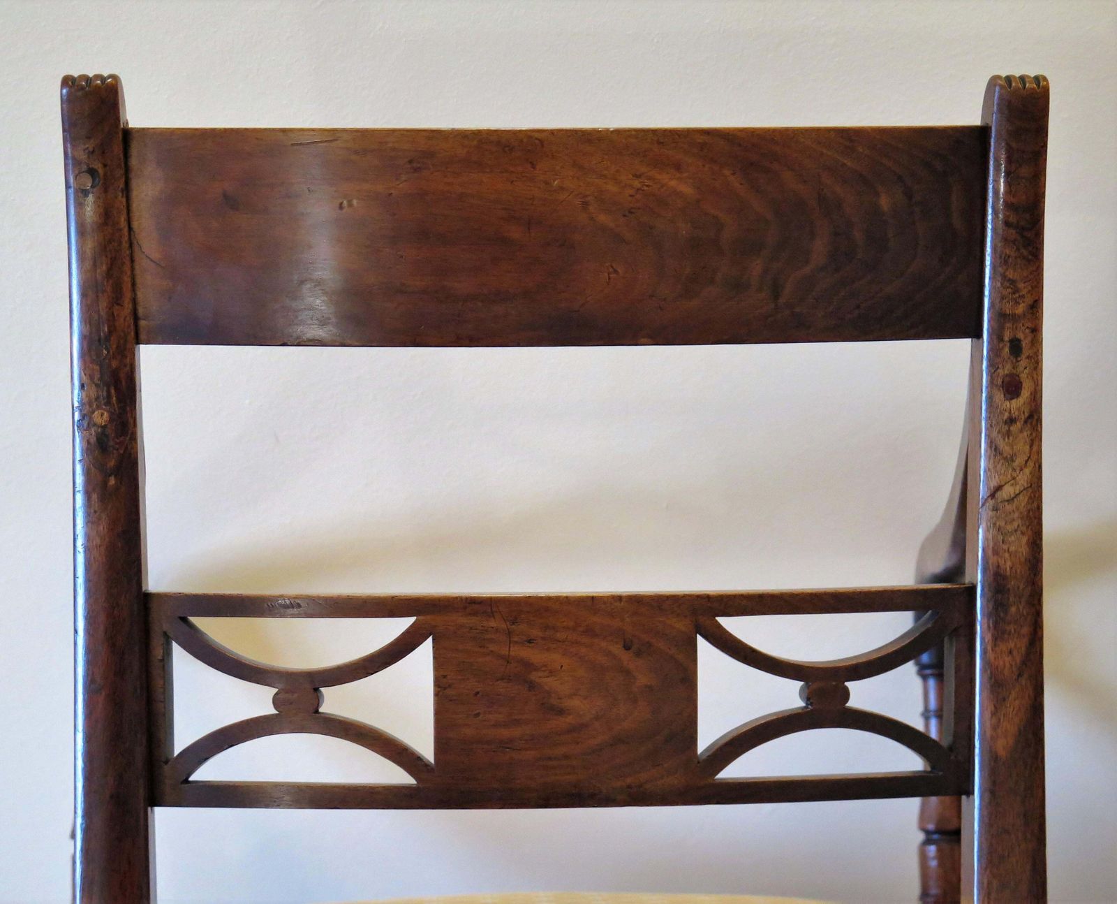 photo buy Georgian Armchair Carved Inlaid Mahogany, English Sheraton Circa 1790
