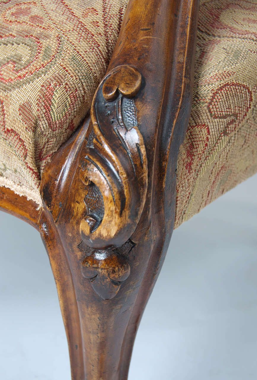 Mid 19th Century Spoon Back Open Armchair Walnut, English Victorian Circa 1850 photo for sale